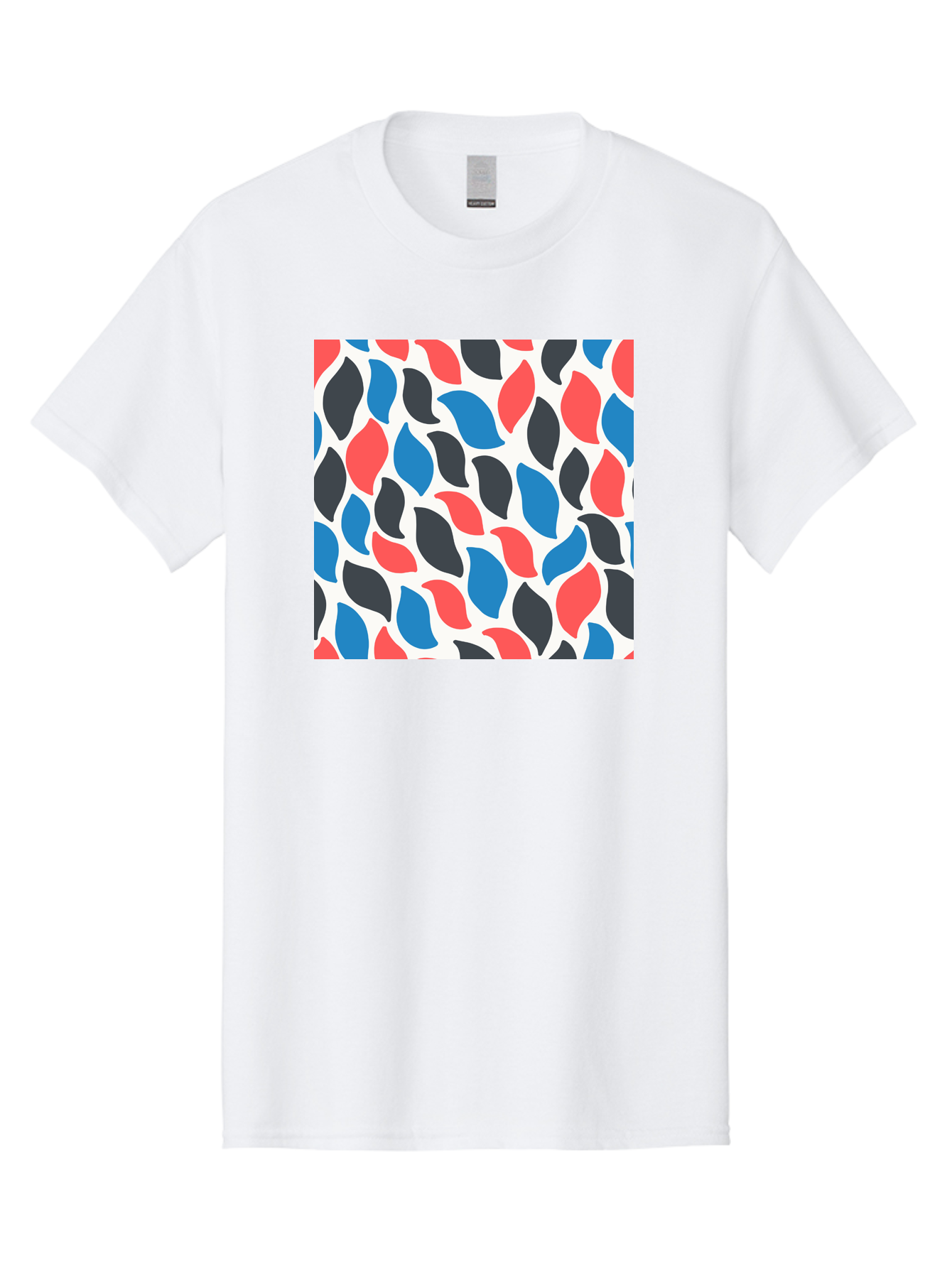 Colorful-Leaves-Pattern Men'S Graphic Tee, 100% Cotton, Comfortable Casual Summer Wear, Machine Washable, Multicolored Leaf Pattern, Red Blue Black Leaves, Abstract Design, Colorful Shapes, Leaf Motifs, Graphic Elements, Vibrant Hues, Aab681