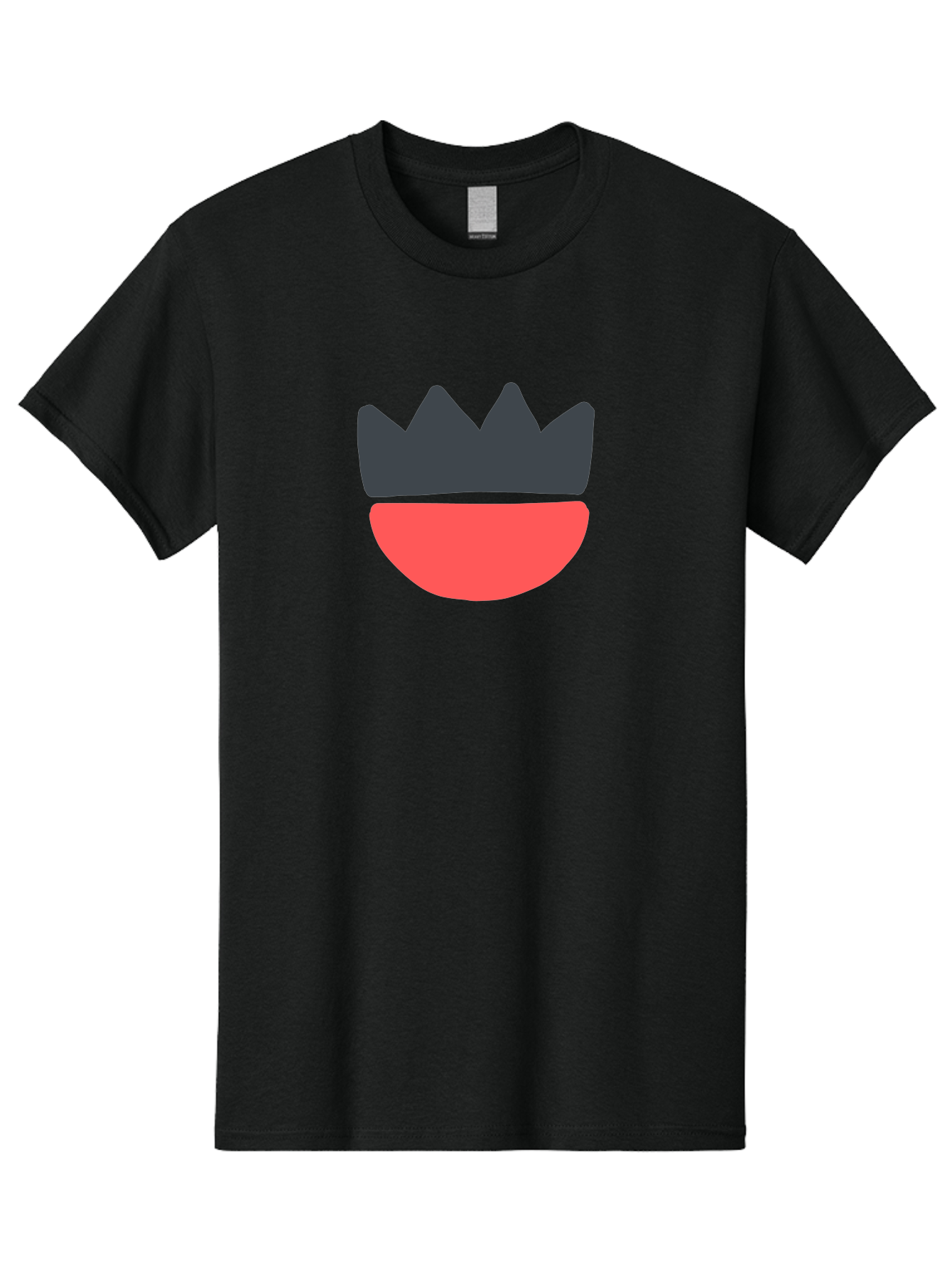 Crown-And-Smile Men'S Graphic Tee, 100% Cotton, Comfortable Casual Summer Wear, Machine Washable, Simple Crown Design, Red Smile, Minimalist Illustration, Monarch Symbol, Royal Emblem, Happy Face, Graphic Icon Aab682