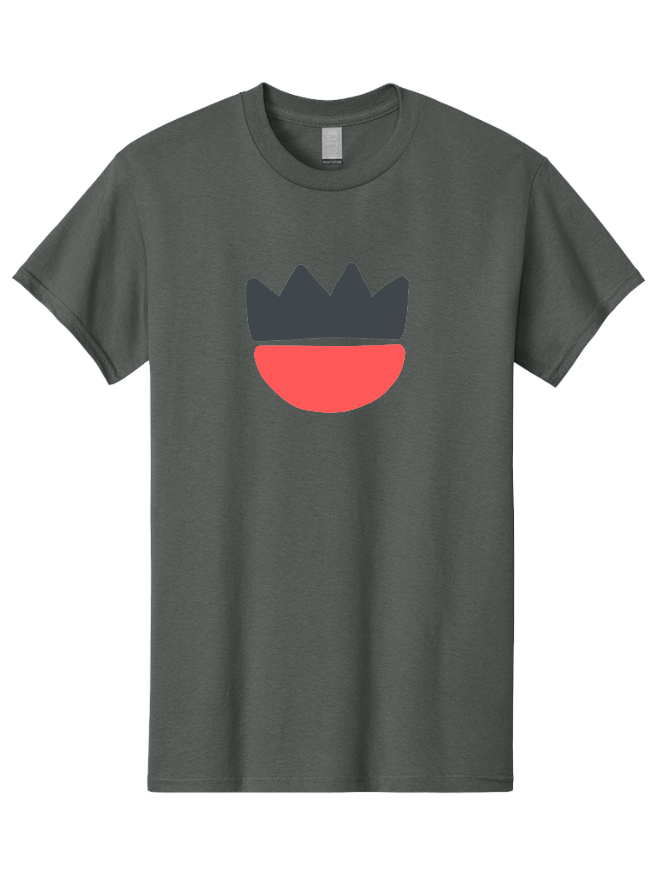 Crown-And-Smile Men'S Graphic Tee, 100% Cotton, Comfortable Casual Summer Wear, Machine Washable, Simple Crown Design, Red Smile, Minimalist Illustration, Monarch Symbol, Royal Emblem, Happy Face, Graphic Icon Aab682