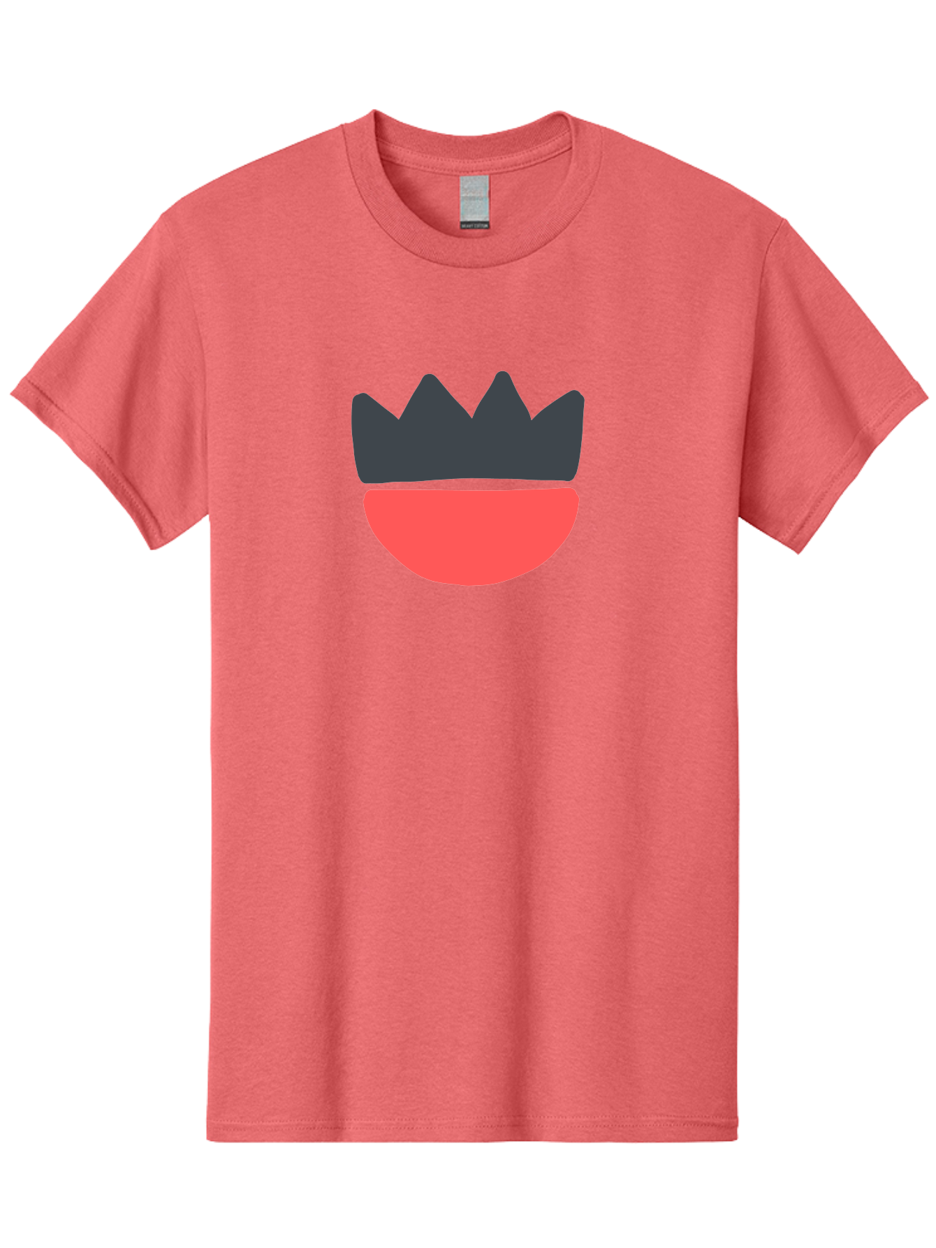 Crown-And-Smile Men'S Graphic Tee, 100% Cotton, Comfortable Casual Summer Wear, Machine Washable, Simple Crown Design, Red Smile, Minimalist Illustration, Monarch Symbol, Royal Emblem, Happy Face, Graphic Icon Aab682