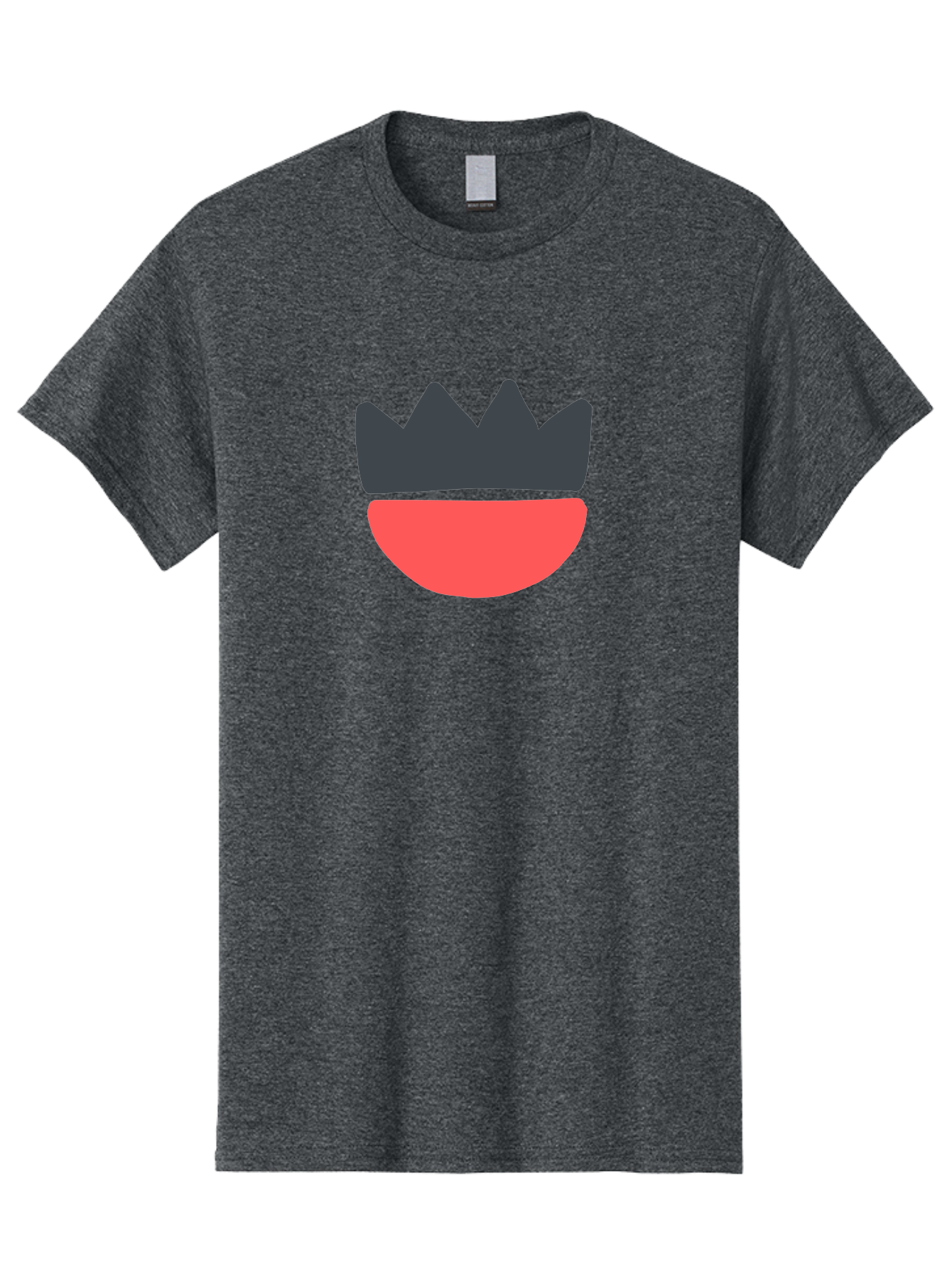 Crown-And-Smile Men'S Graphic Tee, 100% Cotton, Comfortable Casual Summer Wear, Machine Washable, Simple Crown Design, Red Smile, Minimalist Illustration, Monarch Symbol, Royal Emblem, Happy Face, Graphic Icon Aab682