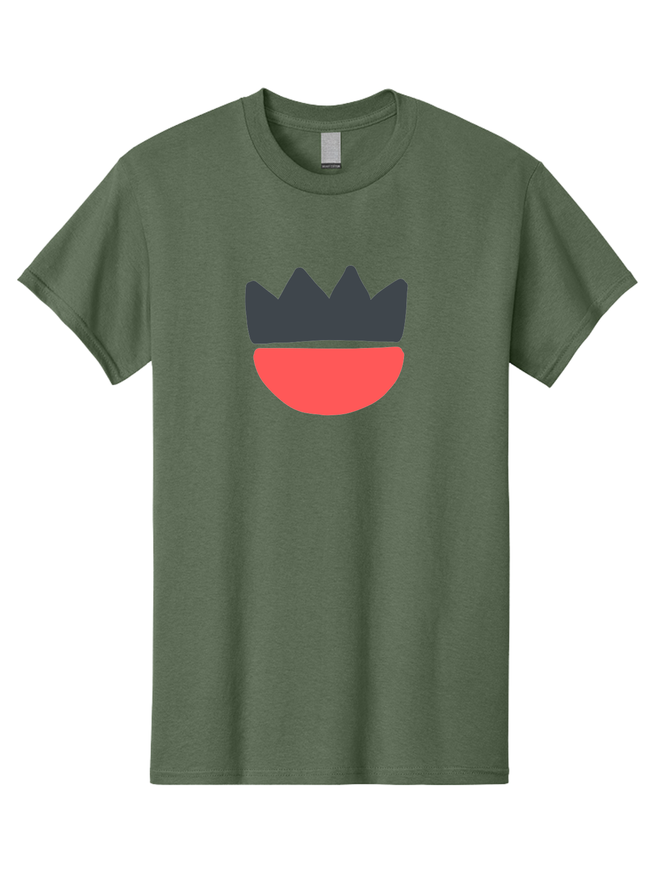 Crown-And-Smile Men'S Graphic Tee, 100% Cotton, Comfortable Casual Summer Wear, Machine Washable, Simple Crown Design, Red Smile, Minimalist Illustration, Monarch Symbol, Royal Emblem, Happy Face, Graphic Icon Aab682