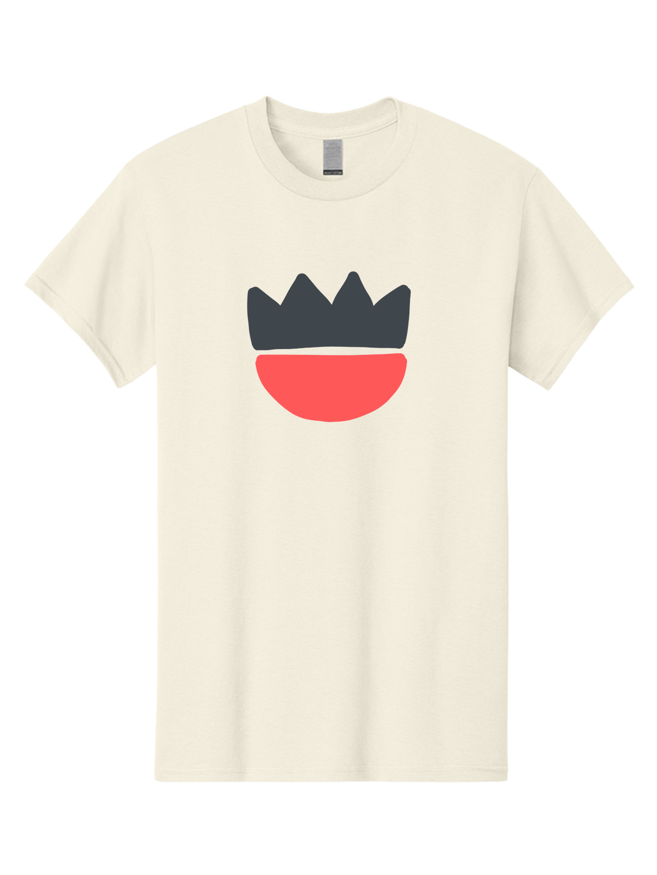 Crown-And-Smile Men'S Graphic Tee, 100% Cotton, Comfortable Casual Summer Wear, Machine Washable, Simple Crown Design, Red Smile, Minimalist Illustration, Monarch Symbol, Royal Emblem, Happy Face, Graphic Icon Aab682