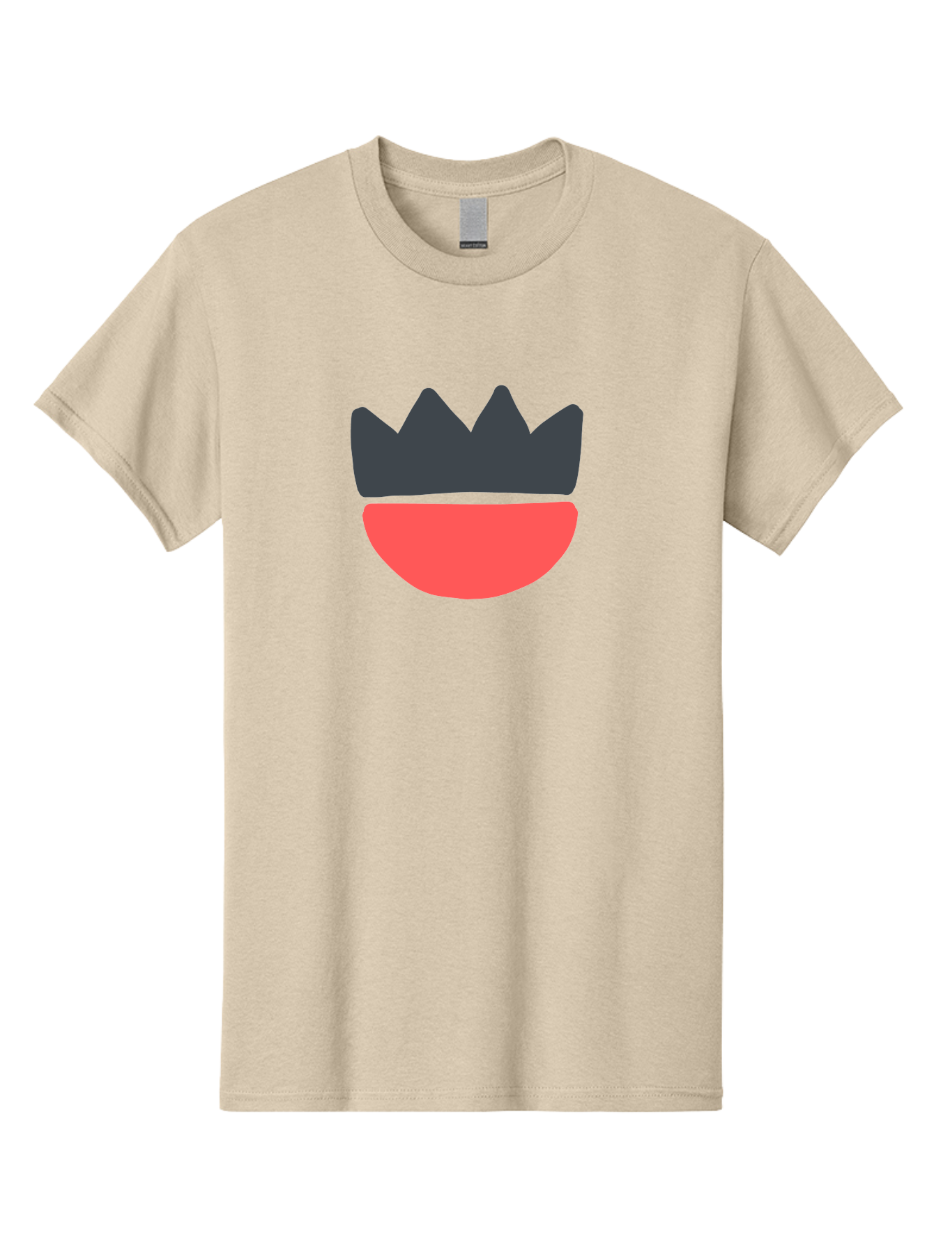 Crown-And-Smile Men'S Graphic Tee, 100% Cotton, Comfortable Casual Summer Wear, Machine Washable, Simple Crown Design, Red Smile, Minimalist Illustration, Monarch Symbol, Royal Emblem, Happy Face, Graphic Icon Aab682