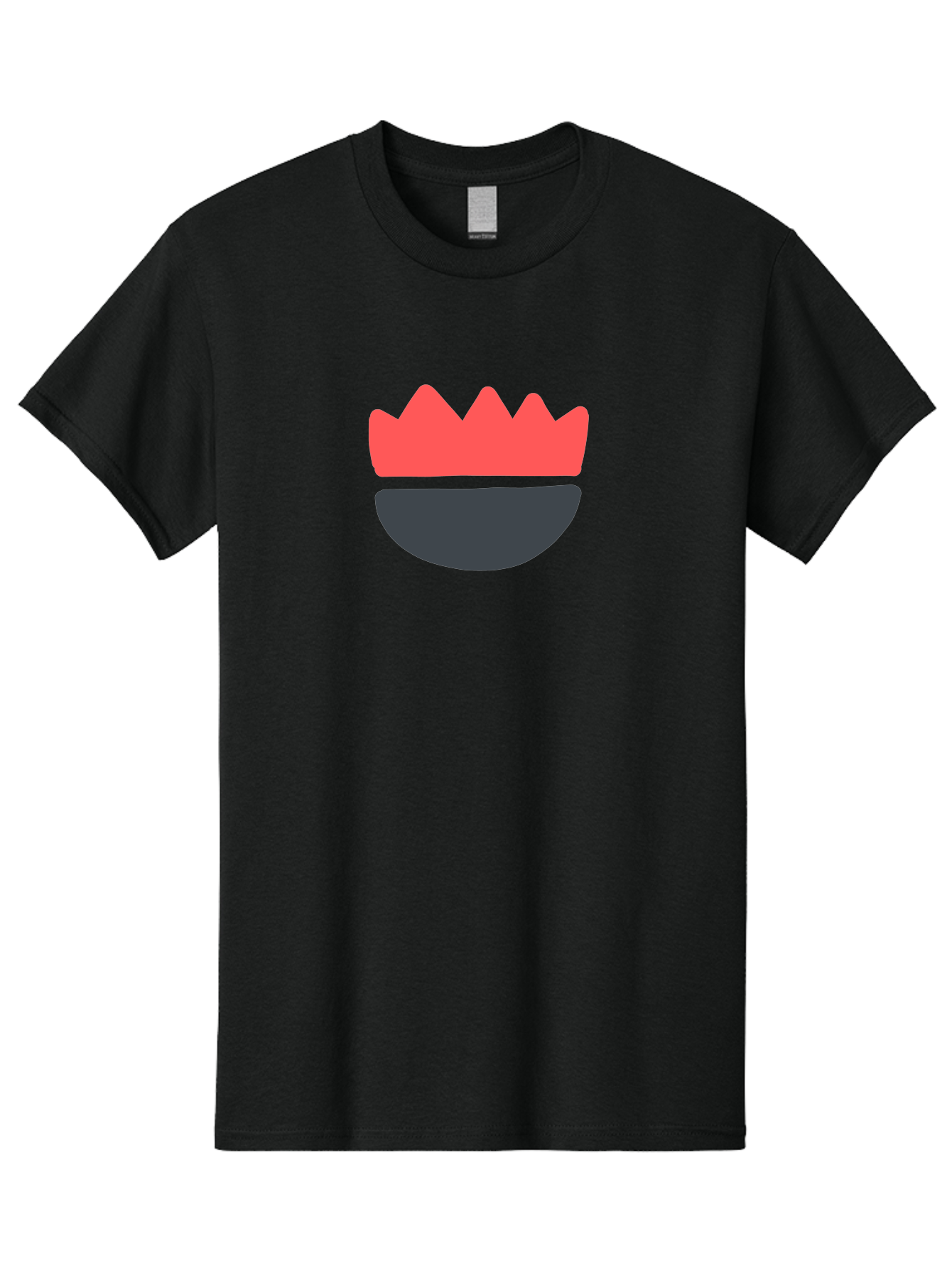 Crown-Smiley Men'S Graphic Tee, 100% Cotton, Comfortable Casual Summer Wear, Machine Washable, Coral Crown, Dark Grey Bowl, Minimalist Design, Simple Shapes, Modern Aesthetic, Bold Colors Aab684