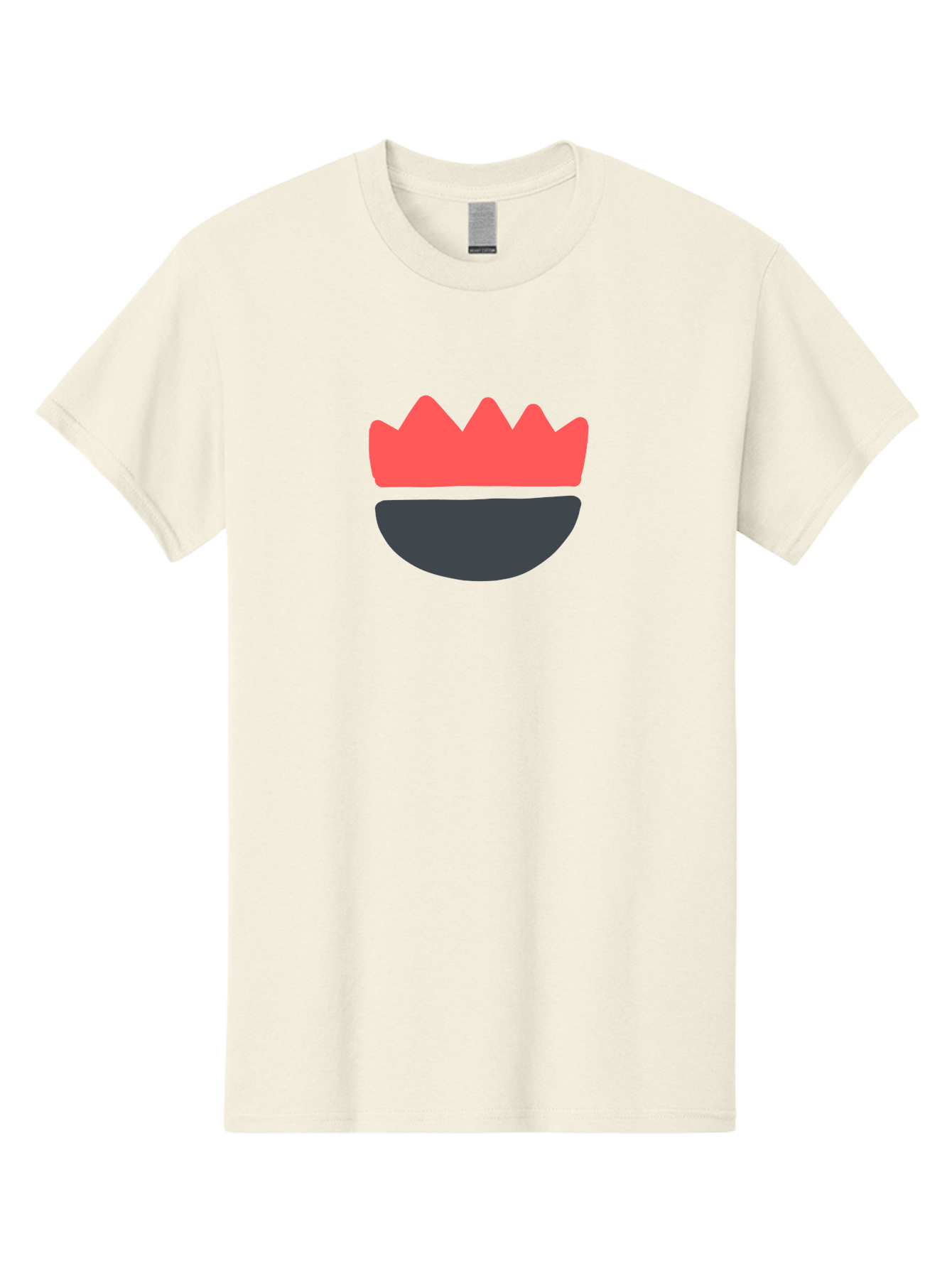Crown-Smiley Men'S Graphic Tee, 100% Cotton, Comfortable Casual Summer Wear, Machine Washable, Coral Crown, Dark Grey Bowl, Minimalist Design, Simple Shapes, Modern Aesthetic, Bold Colors Aab684
