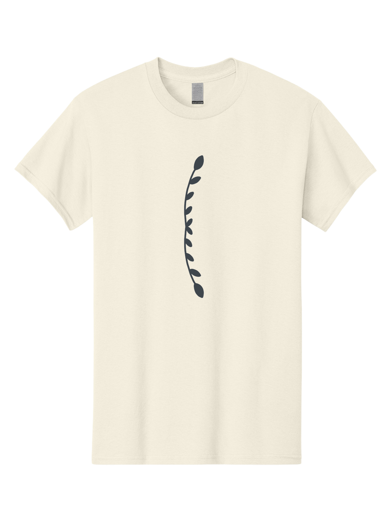 Curved-Dark-Grey-Stem-With-Leaves Men'S Graphic Tee, 100% Cotton, Comfortable Casual Summer Wear, Machine Washable, Curved Stem, Leaves, Botanical Illustration, Simple Design, Minimalist Art, Natural Elements, Plant Silhouette, Digital Art Aab685