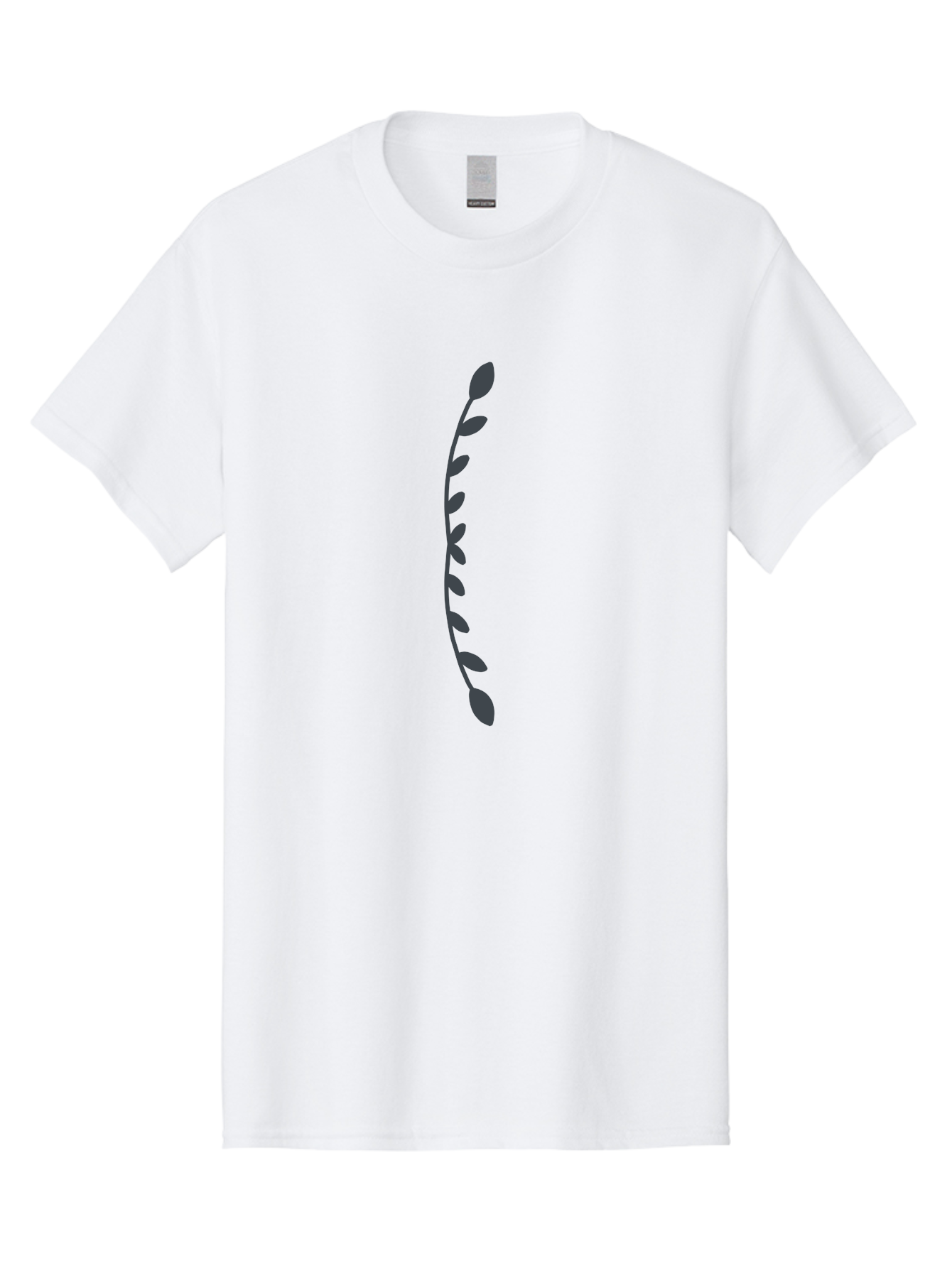 Curved-Dark-Grey-Stem-With-Leaves Men'S Graphic Tee, 100% Cotton, Comfortable Casual Summer Wear, Machine Washable, Curved Stem, Leaves, Botanical Illustration, Simple Design, Minimalist Art, Natural Elements, Plant Silhouette, Digital Art Aab685