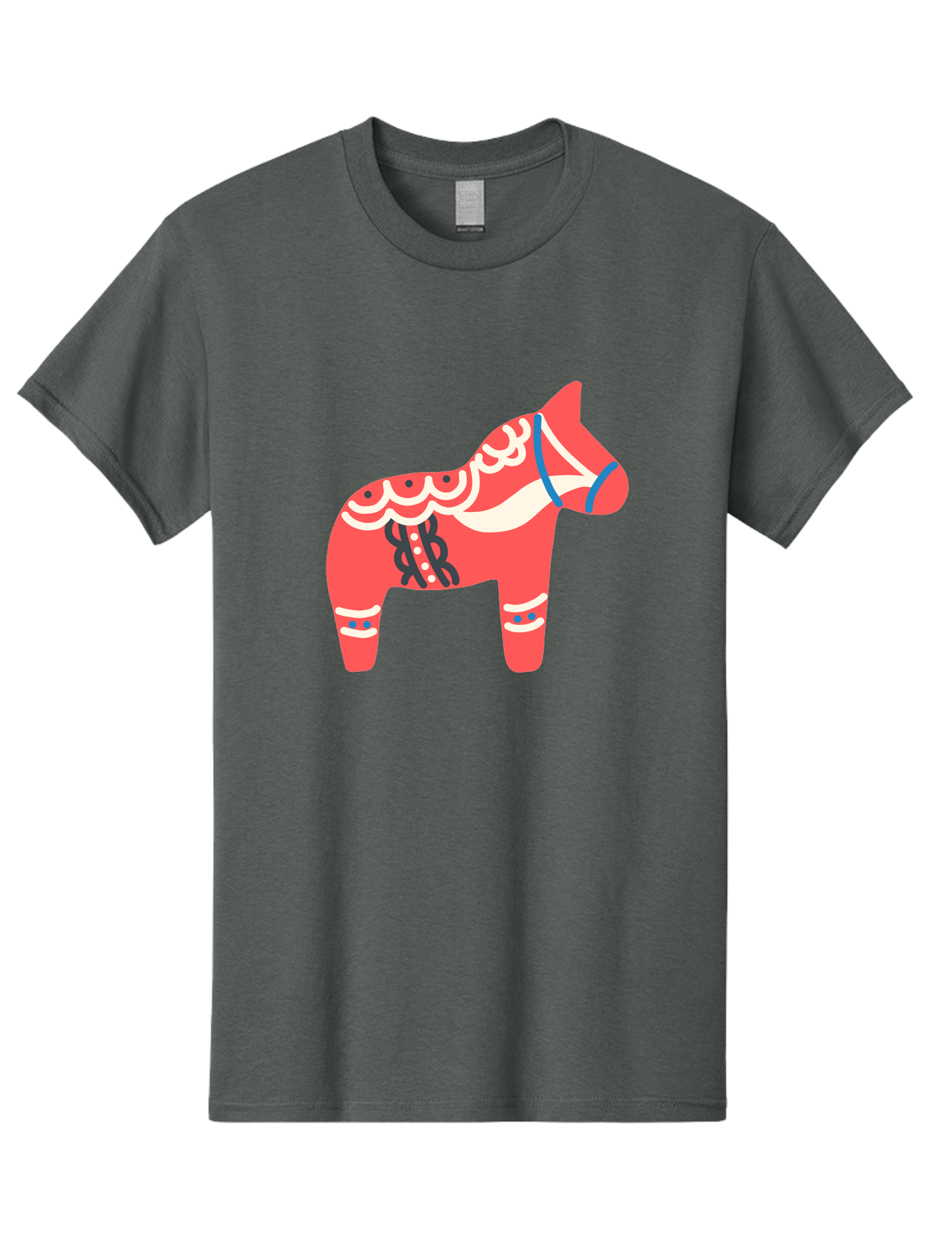 Dala-Horse-1 Men'S Graphic Tee, 100% Cotton, Comfortable Casual Summer Wear, Machine Washable, Traditional Swedish Dala Horse, Red Horse, White And Blue Accents, Folk Art Design, Cultural Heritage, Scandinavian Symbol, Wooden Horse, Aab686
