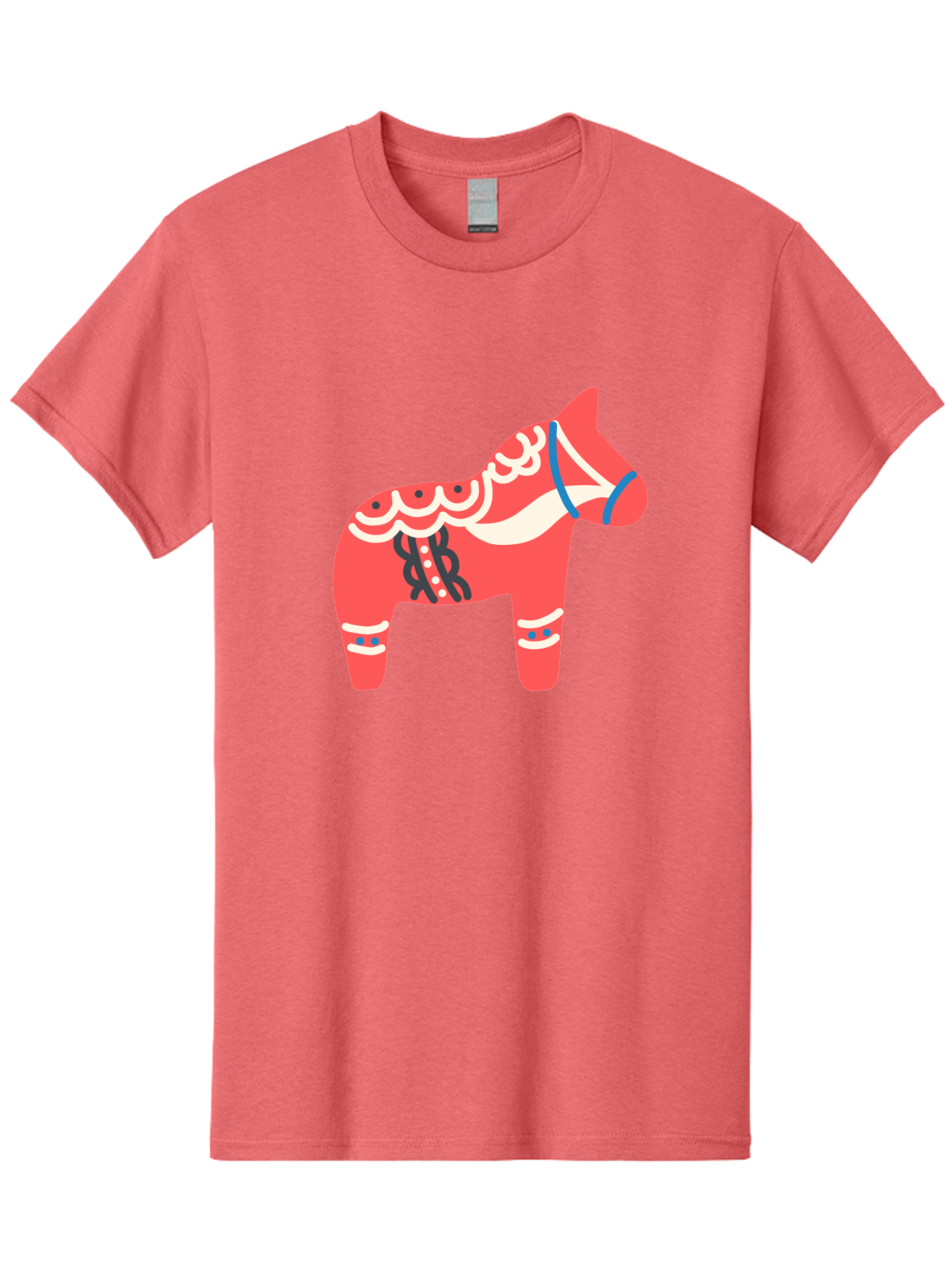 Dala-Horse-1 Men'S Graphic Tee, 100% Cotton, Comfortable Casual Summer Wear, Machine Washable, Traditional Swedish Dala Horse, Red Horse, White And Blue Accents, Folk Art Design, Cultural Heritage, Scandinavian Symbol, Wooden Horse, Aab686