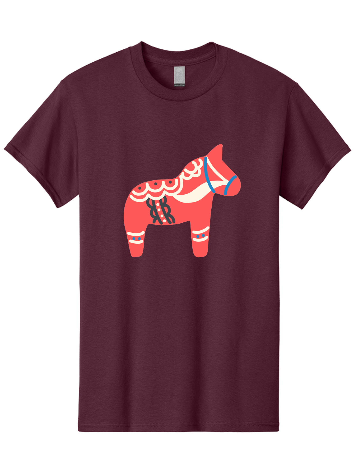 Dala-Horse-1 Men'S Graphic Tee, 100% Cotton, Comfortable Casual Summer Wear, Machine Washable, Traditional Swedish Dala Horse, Red Horse, White And Blue Accents, Folk Art Design, Cultural Heritage, Scandinavian Symbol, Wooden Horse, Aab686