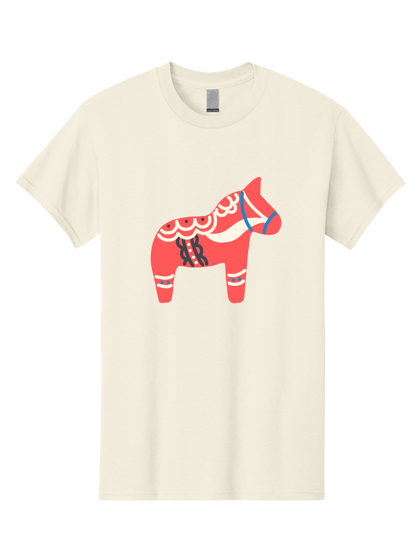 Dala-Horse-1 Men'S Graphic Tee, 100% Cotton, Comfortable Casual Summer Wear, Machine Washable, Traditional Swedish Dala Horse, Red Horse, White And Blue Accents, Folk Art Design, Cultural Heritage, Scandinavian Symbol, Wooden Horse, Aab686