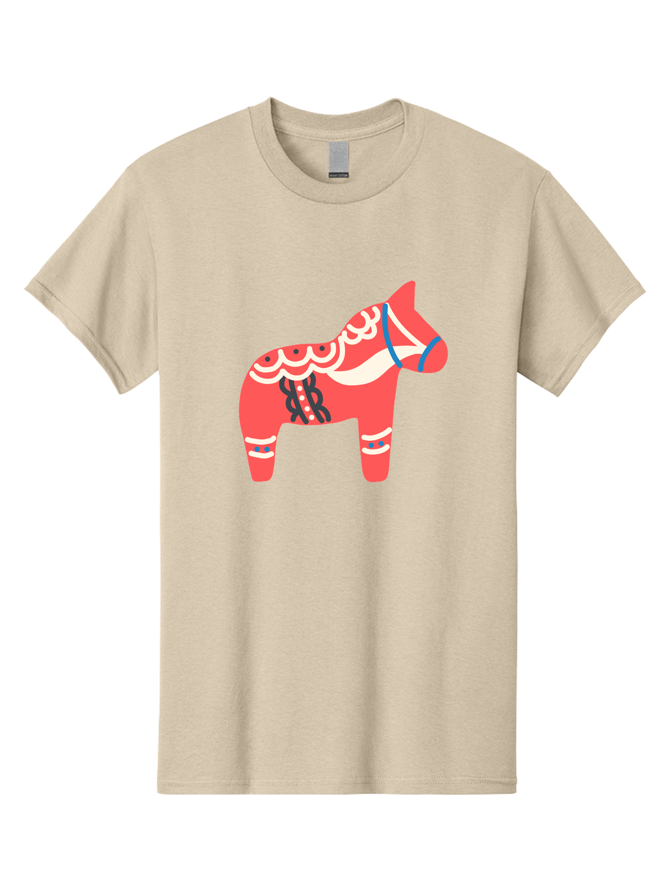 Dala-Horse-1 Men'S Graphic Tee, 100% Cotton, Comfortable Casual Summer Wear, Machine Washable, Traditional Swedish Dala Horse, Red Horse, White And Blue Accents, Folk Art Design, Cultural Heritage, Scandinavian Symbol, Wooden Horse, Aab686