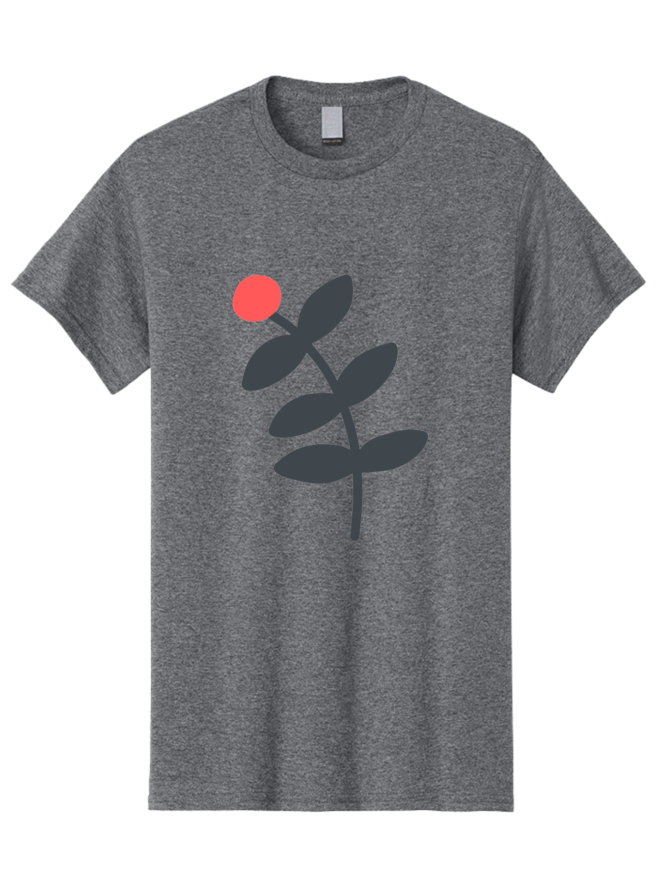 Dark-Purple-Leaves-With-Red-Berry Men'S Graphic Tee, 100% Cotton, Comfortable Casual Summer Wear, Machine Washable, Red Berry, Dark Leaves, Simple Graphic, Minimalist Design, Floral Illustration, Botanical Art, Modern Style, Bold Colors Aab689