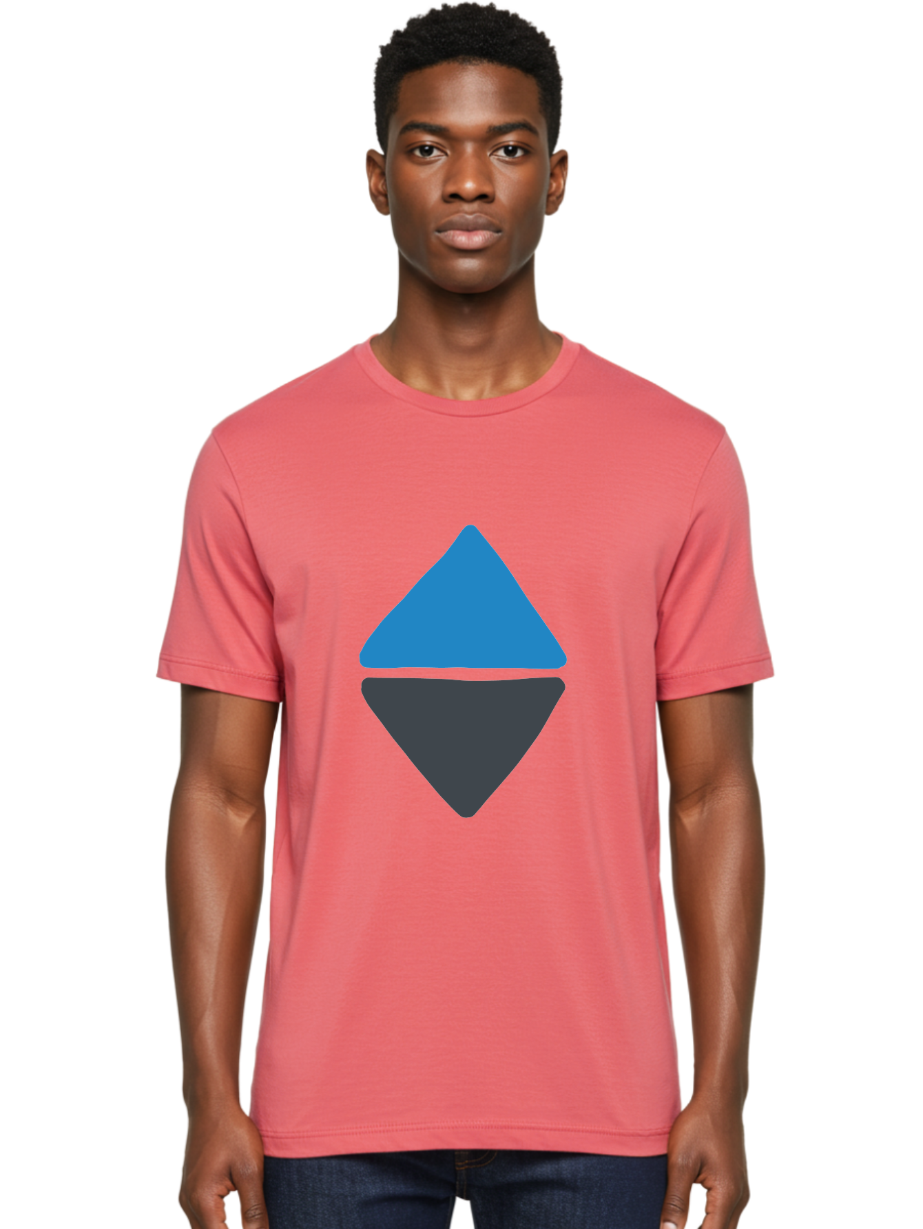 Diamond-Logo Men'S Graphic Tee, 100% Cotton, Comfortable Casual Summer Wear, Machine Washable, Ethereum Logo, Diamond Shape, Blue And Black, Cryptocurrency Symbol, Blockchain Icon, Digital Currency, Modern Design, Abstract Shape, Aab690