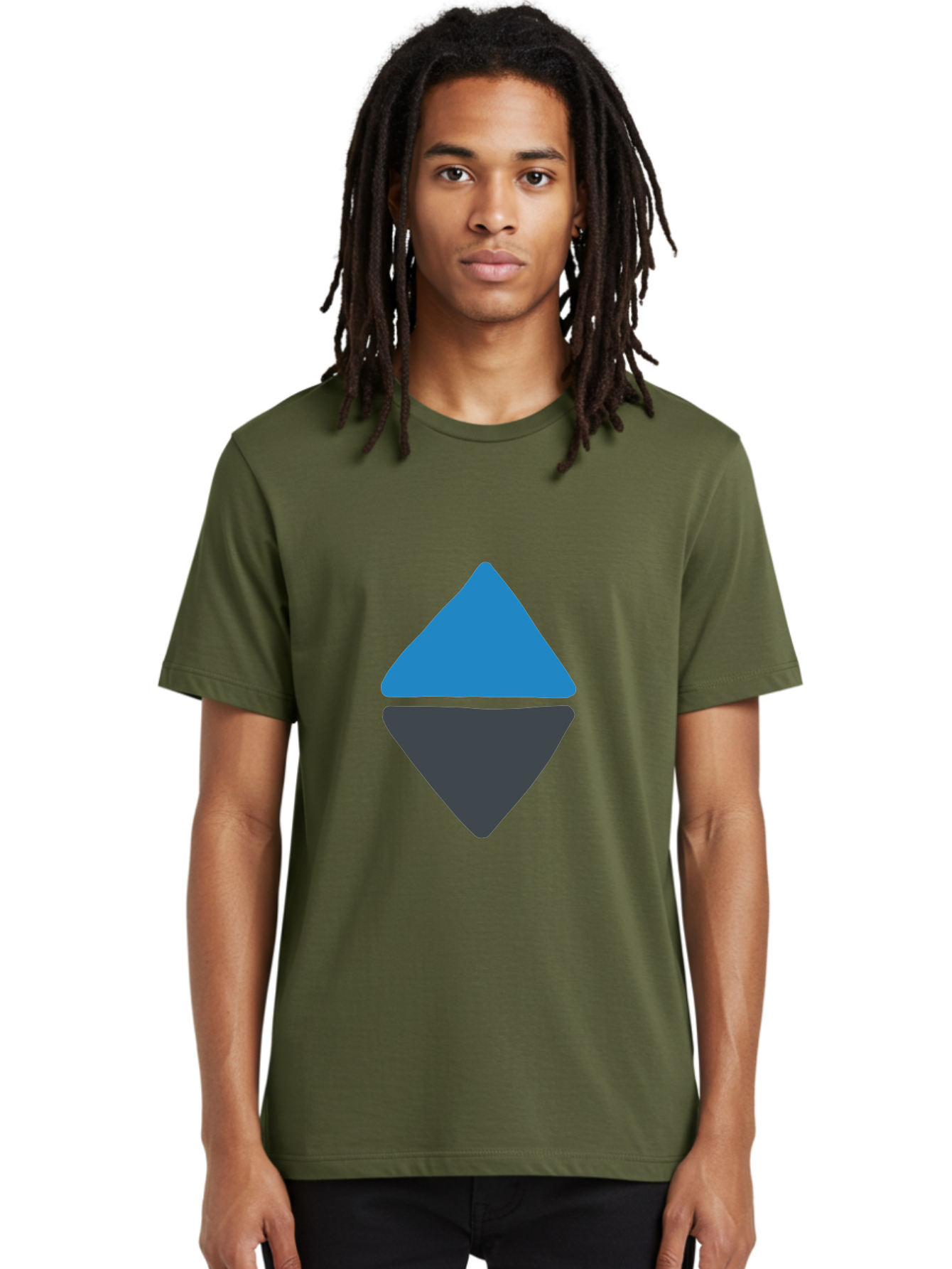 Diamond-Logo Men'S Graphic Tee, 100% Cotton, Comfortable Casual Summer Wear, Machine Washable, Ethereum Logo, Diamond Shape, Blue And Black, Cryptocurrency Symbol, Blockchain Icon, Digital Currency, Modern Design, Abstract Shape, Aab690