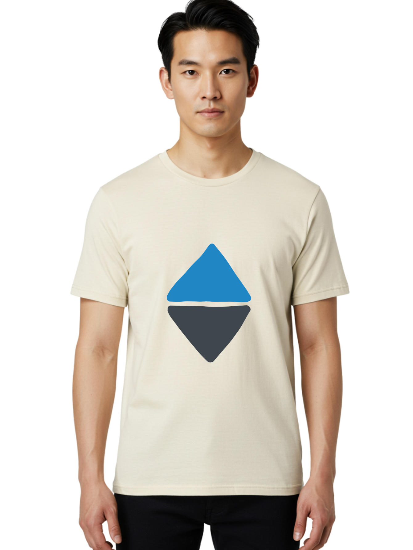 Diamond-Logo Men'S Graphic Tee, 100% Cotton, Comfortable Casual Summer Wear, Machine Washable, Ethereum Logo, Diamond Shape, Blue And Black, Cryptocurrency Symbol, Blockchain Icon, Digital Currency, Modern Design, Abstract Shape, Aab690
