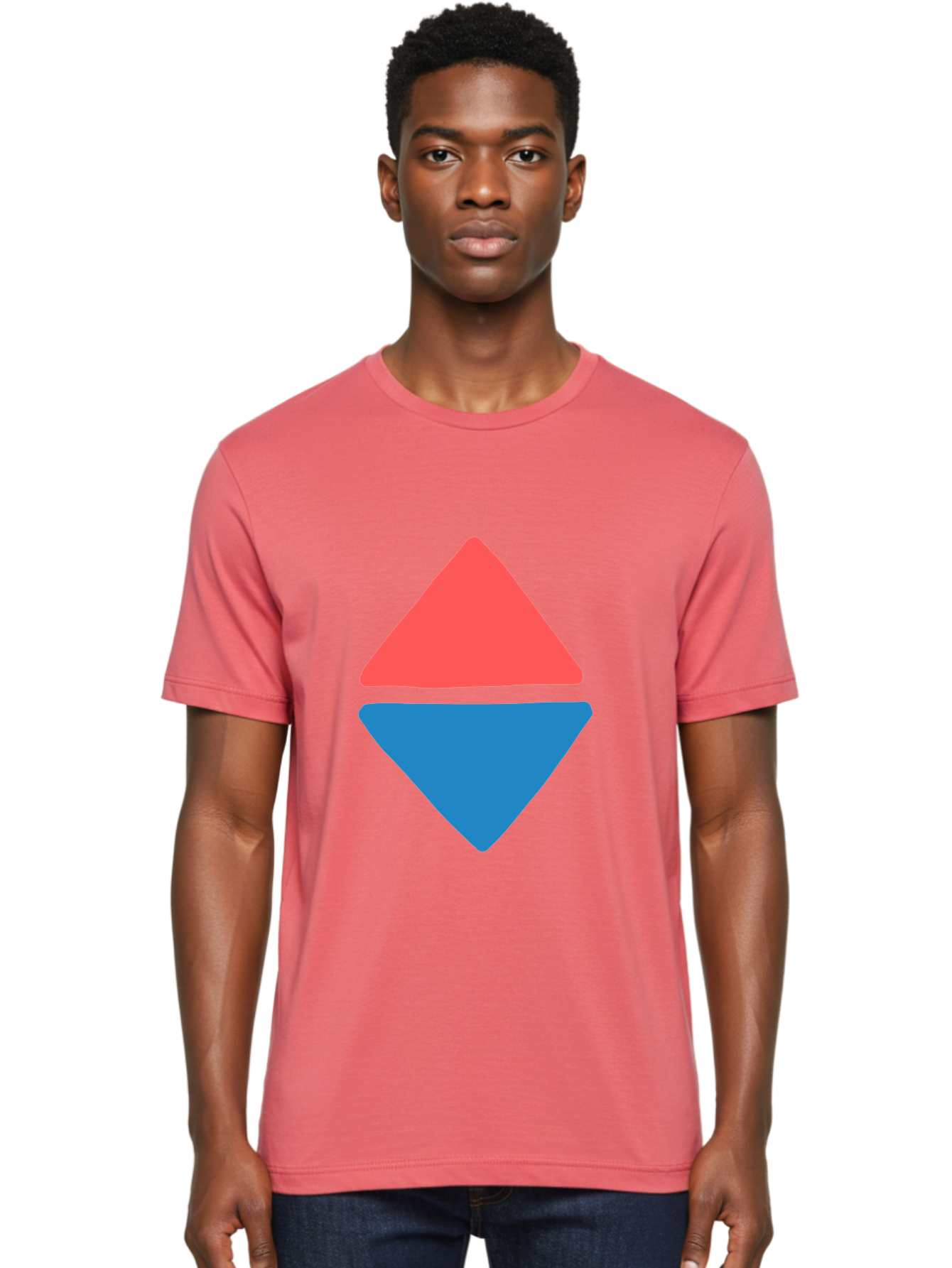 Diamond-Shape Men'S Graphic Tee, 100% Cotton, Comfortable Casual Summer Wear, Machine Washable, Red Diamond, Blue Diamond, Geometric Shapes, Abstract Design, Vibrant Colors, Minimalist Art, Modern Graphics, Diamond Symbol Aab691
