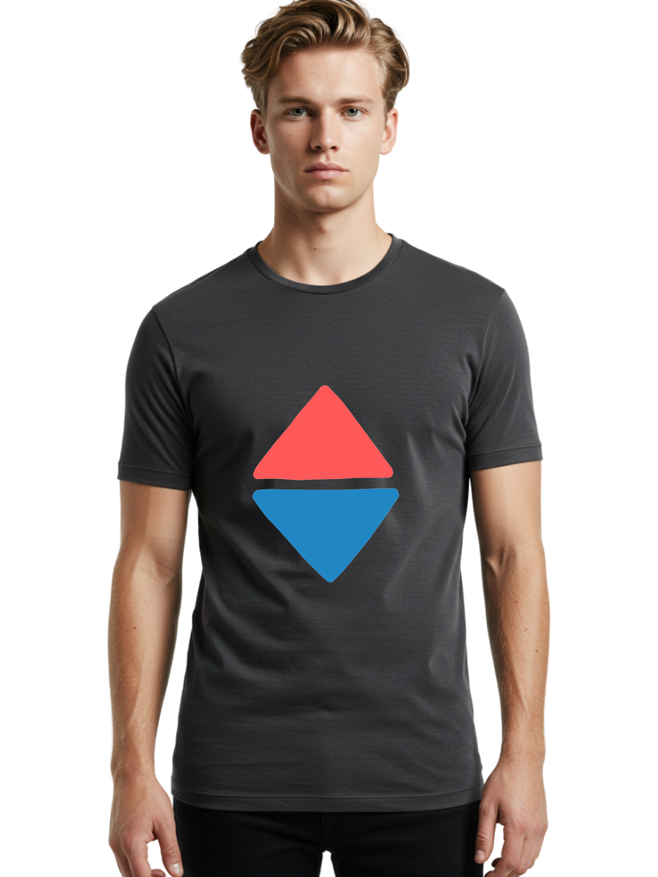 Diamond-Shape Men'S Graphic Tee, 100% Cotton, Comfortable Casual Summer Wear, Machine Washable, Red Diamond, Blue Diamond, Geometric Shapes, Abstract Design, Vibrant Colors, Minimalist Art, Modern Graphics, Diamond Symbol Aab691