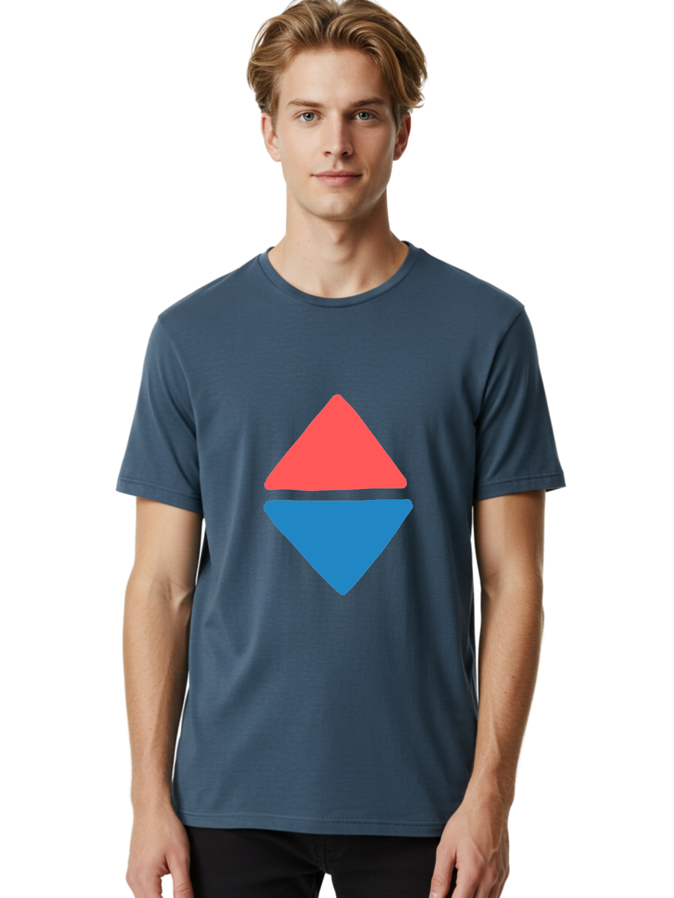 Diamond-Shape Men'S Graphic Tee, 100% Cotton, Comfortable Casual Summer Wear, Machine Washable, Red Diamond, Blue Diamond, Geometric Shapes, Abstract Design, Vibrant Colors, Minimalist Art, Modern Graphics, Diamond Symbol Aab691