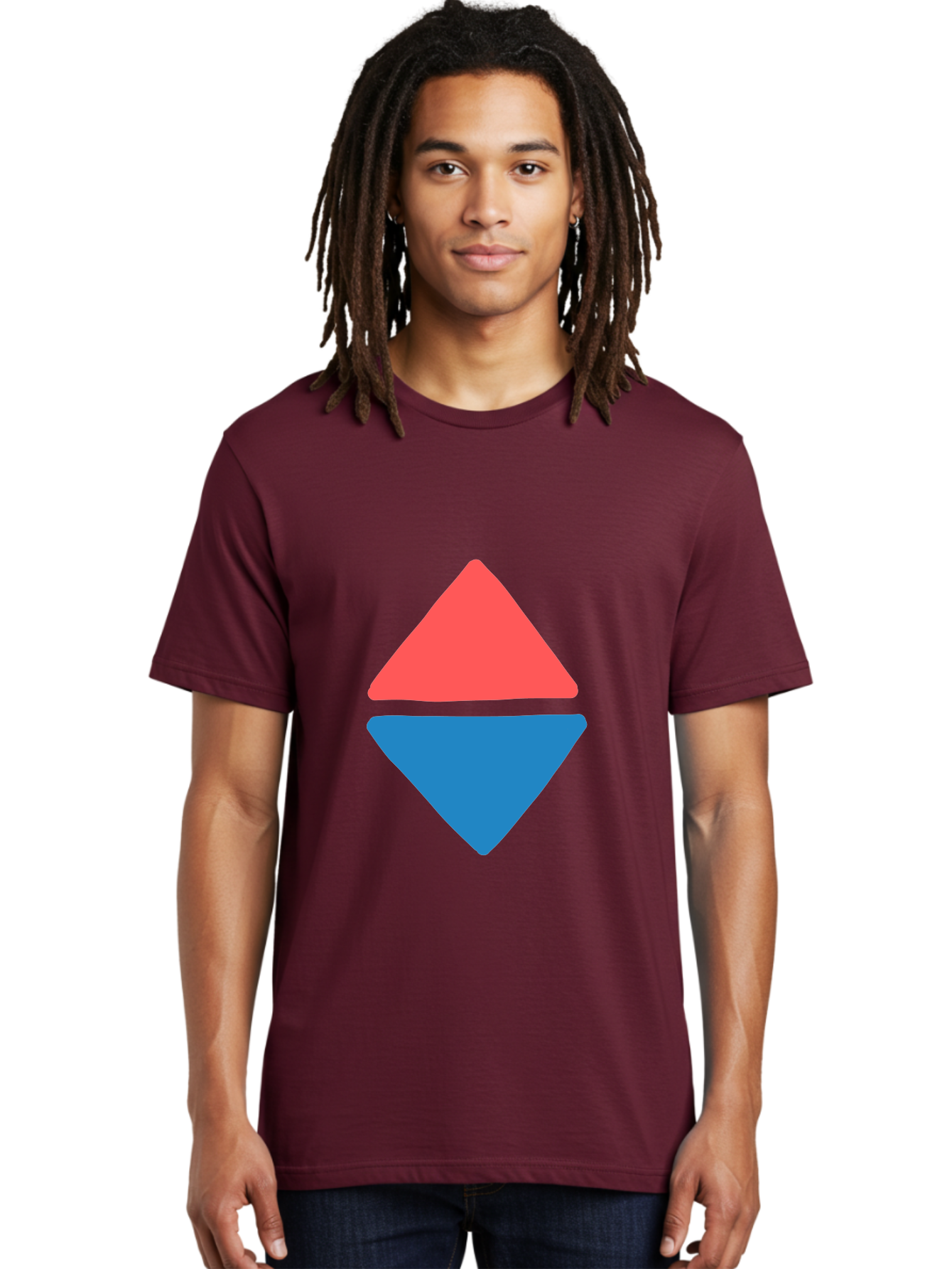 Diamond-Shape Men'S Graphic Tee, 100% Cotton, Comfortable Casual Summer Wear, Machine Washable, Red Diamond, Blue Diamond, Geometric Shapes, Abstract Design, Vibrant Colors, Minimalist Art, Modern Graphics, Diamond Symbol Aab691