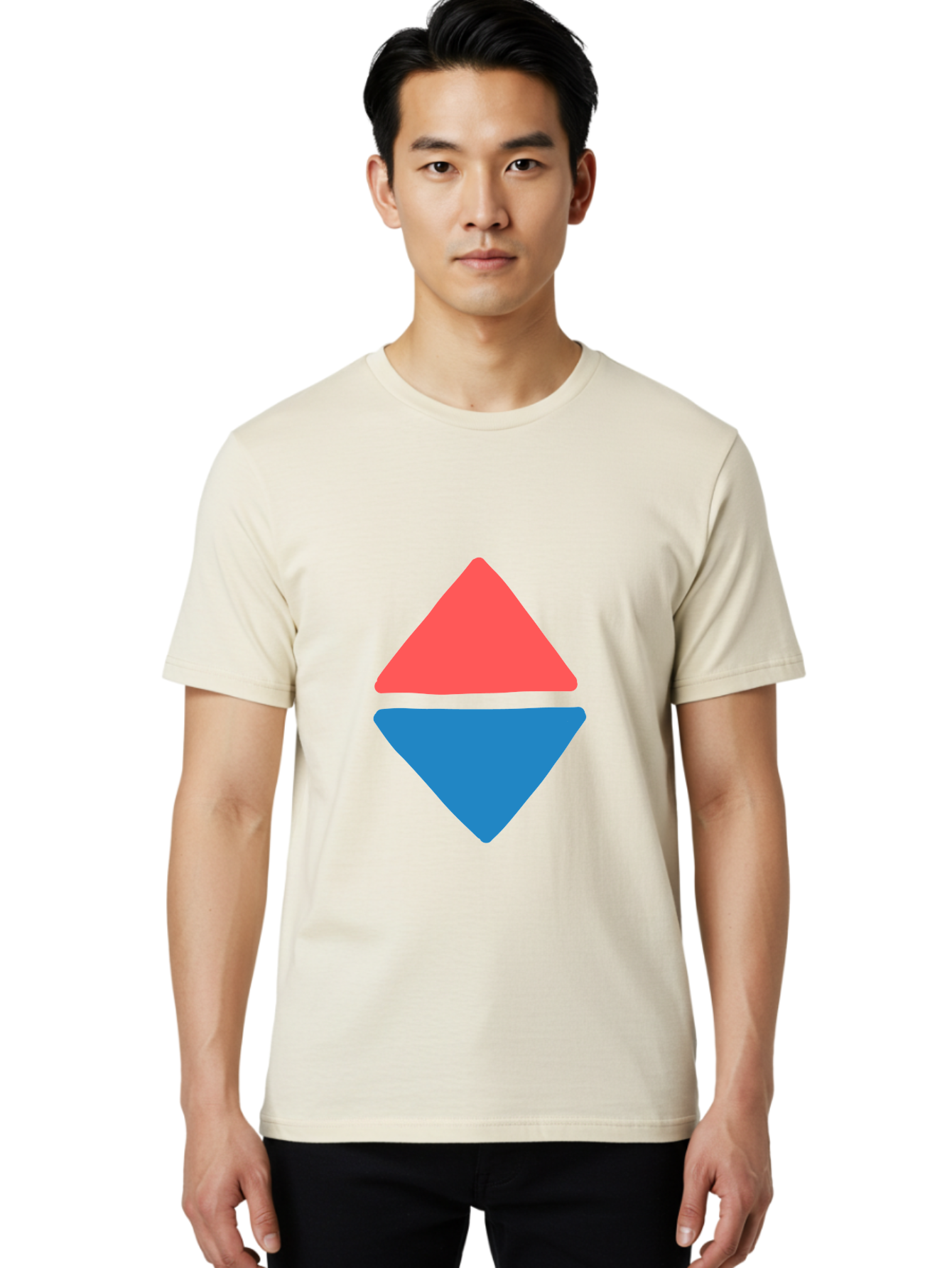 Diamond-Shape Men'S Graphic Tee, 100% Cotton, Comfortable Casual Summer Wear, Machine Washable, Red Diamond, Blue Diamond, Geometric Shapes, Abstract Design, Vibrant Colors, Minimalist Art, Modern Graphics, Diamond Symbol Aab691