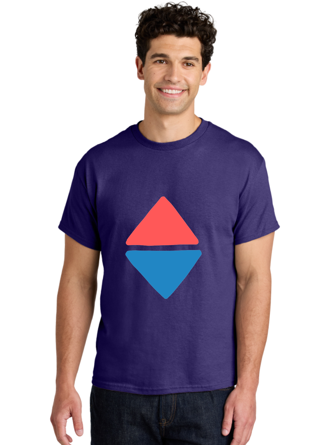 Diamond-Shape Men'S Graphic Tee, 100% Cotton, Comfortable Casual Summer Wear, Machine Washable, Red Diamond, Blue Diamond, Geometric Shapes, Abstract Design, Vibrant Colors, Minimalist Art, Modern Graphics, Diamond Symbol Aab691