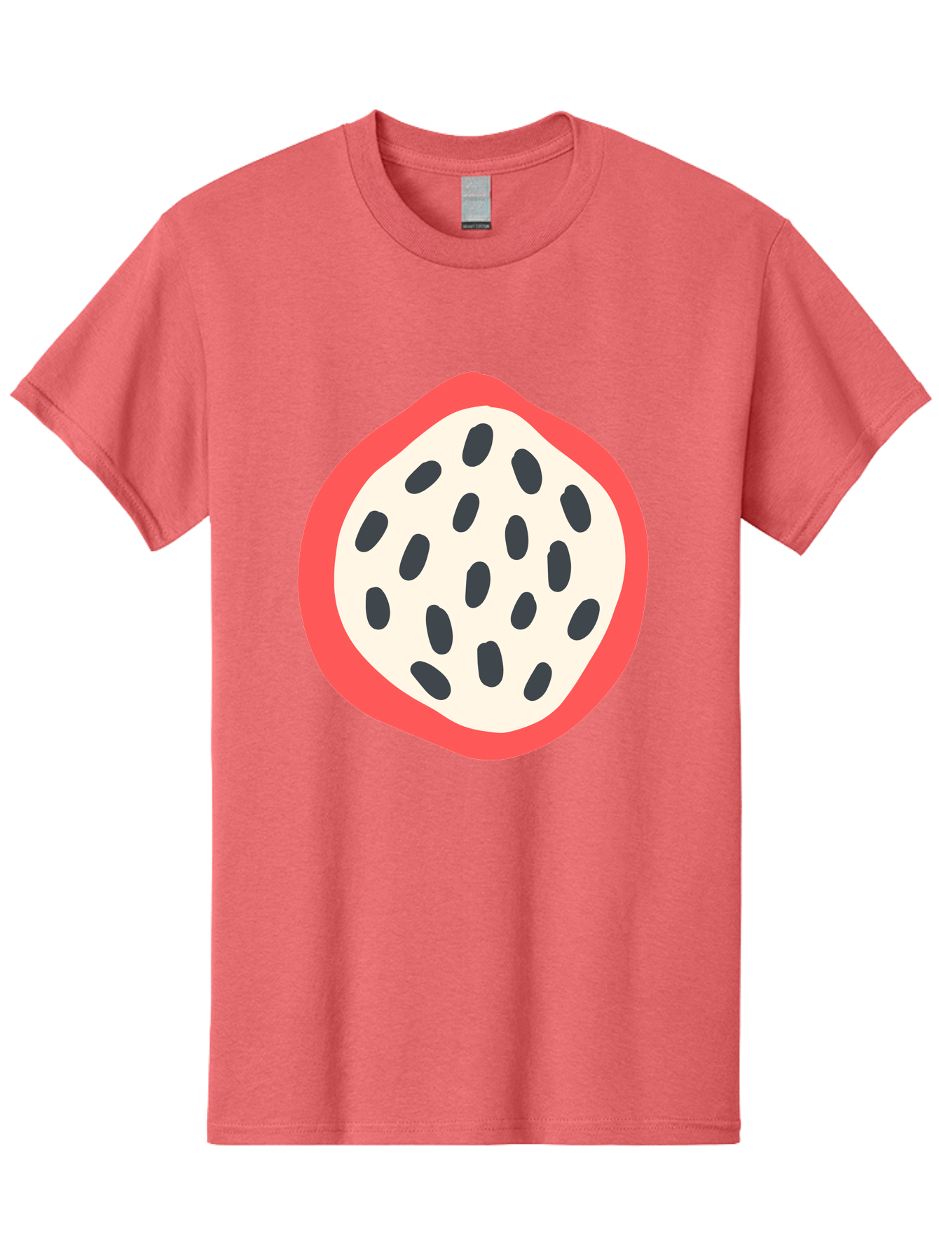 Dragon-Fruit-1 Men'S Graphic Tee, 100% Cotton, Comfortable Casual Summer Wear, Machine Washable, Dragon Fruit, Sliced Fruit, Black Seeds, Red Skin, White Pulp, Exotic Fruit, Tropical Flavors, Vibrant Colors, Healthy Snack, Fruit Illustration Aab692