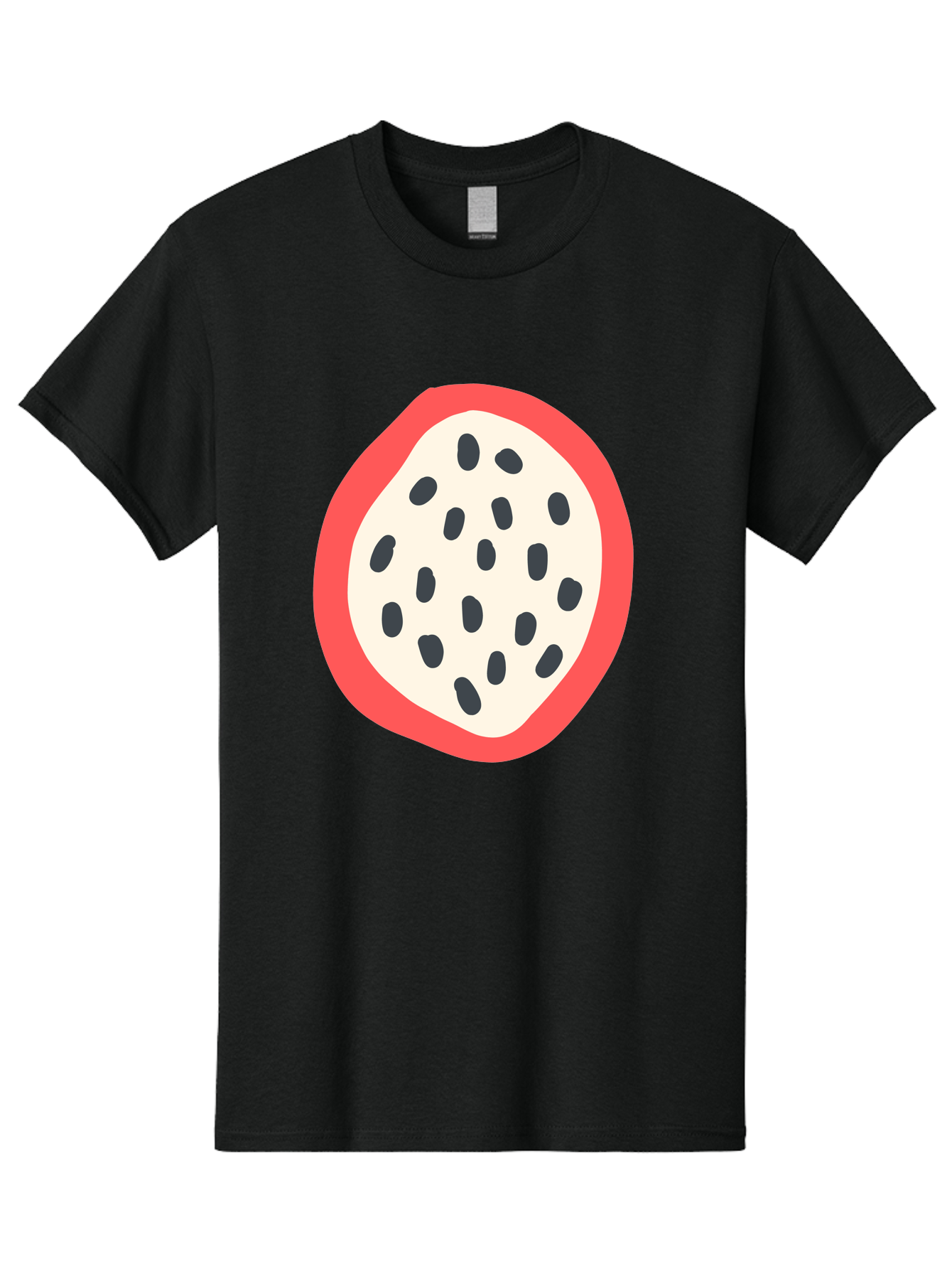 Dragon-Fruit-2 Men'S Graphic Tee, 100% Cotton, Comfortable Casual Summer Wear, Machine Washable, Dragon Fruit Illustration, White And Red Fruit, Black Seeds, Healthy Eating, Exotic Fruit, Tropical Vibes, Digital Art Aab693