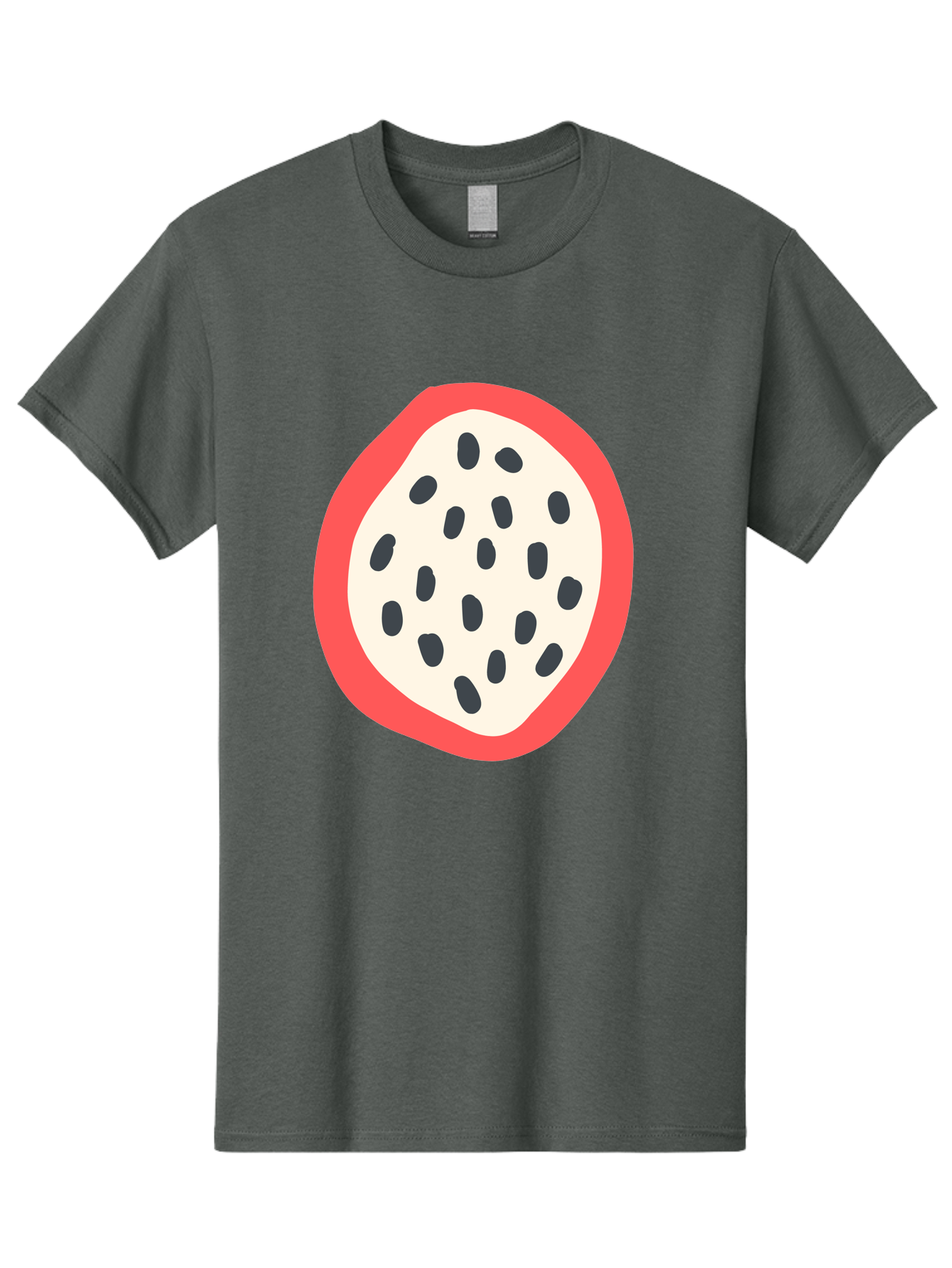 Dragon-Fruit-2 Men'S Graphic Tee, 100% Cotton, Comfortable Casual Summer Wear, Machine Washable, Dragon Fruit Illustration, White And Red Fruit, Black Seeds, Healthy Eating, Exotic Fruit, Tropical Vibes, Digital Art Aab693