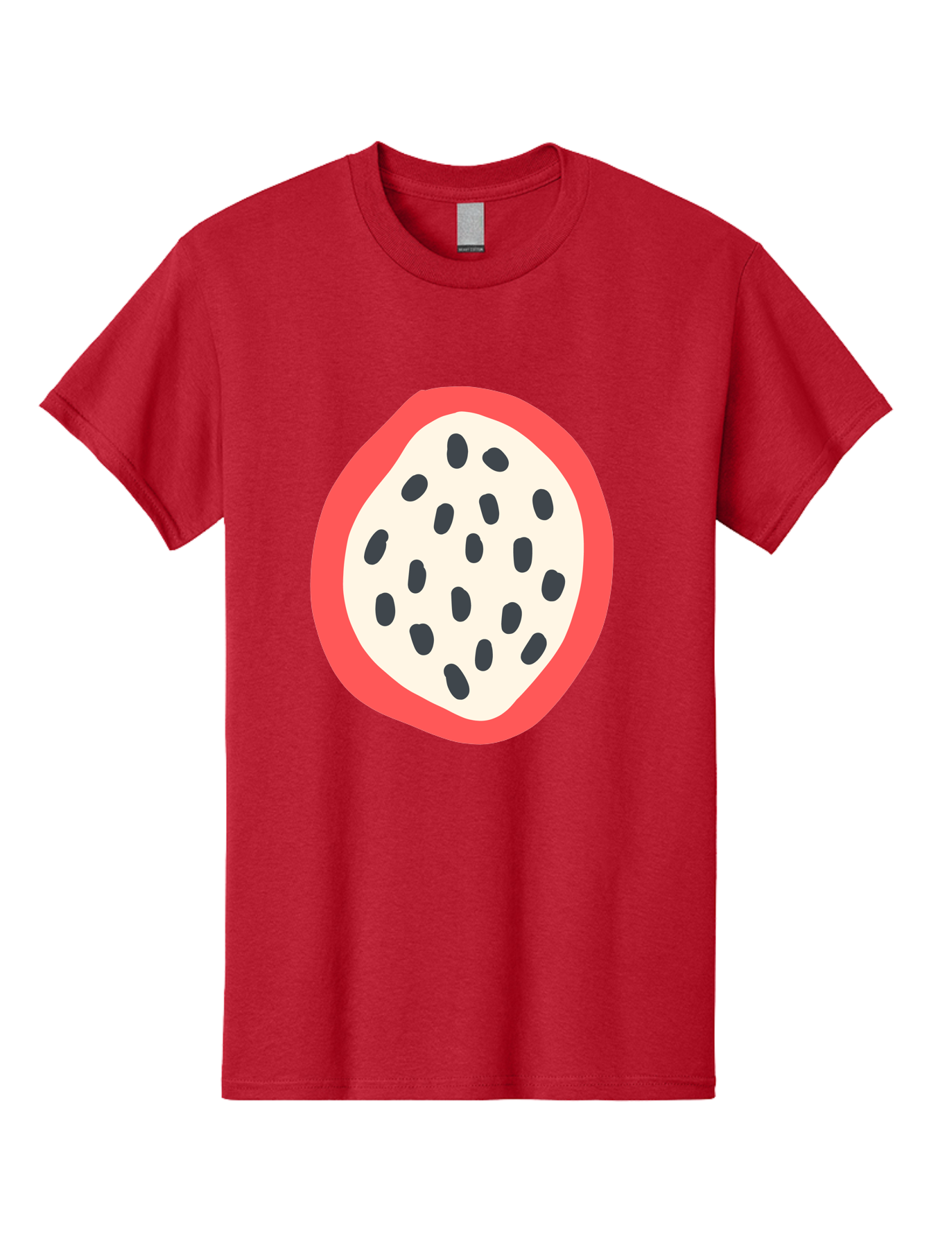 Dragon-Fruit-2 Men'S Graphic Tee, 100% Cotton, Comfortable Casual Summer Wear, Machine Washable, Dragon Fruit Illustration, White And Red Fruit, Black Seeds, Healthy Eating, Exotic Fruit, Tropical Vibes, Digital Art Aab693