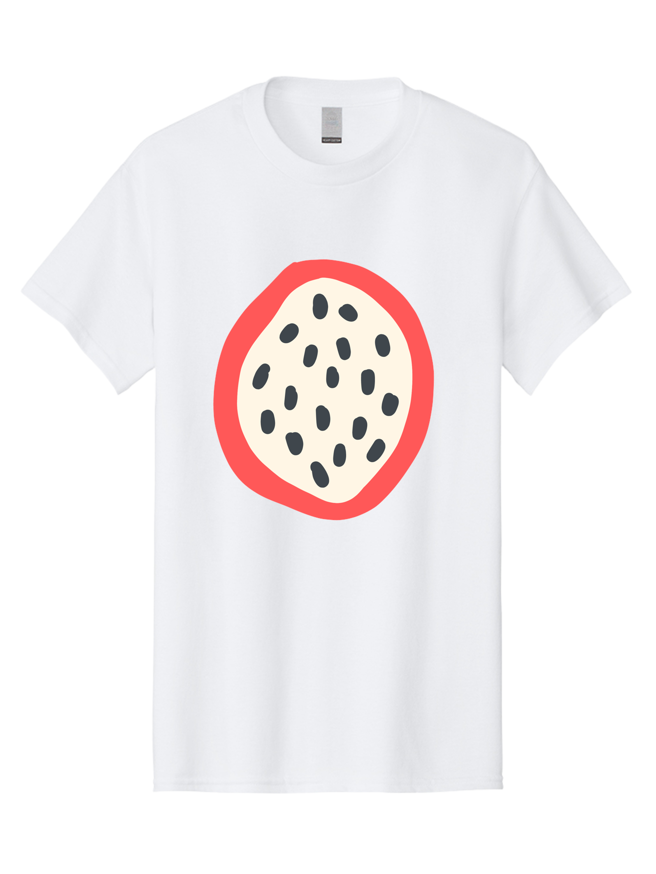 Dragon-Fruit-2 Men'S Graphic Tee, 100% Cotton, Comfortable Casual Summer Wear, Machine Washable, Dragon Fruit Illustration, White And Red Fruit, Black Seeds, Healthy Eating, Exotic Fruit, Tropical Vibes, Digital Art Aab693
