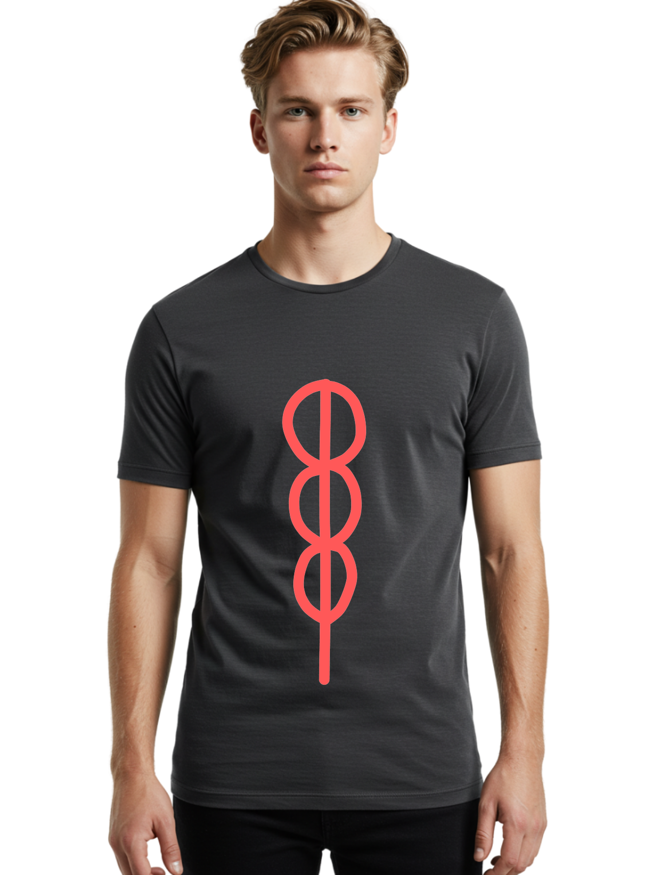 Eight-Symbol Men'S Graphic Tee, 100% Cotton, Comfortable Casual Summer Wear, Machine Washable, Psychedelic Symbol, Infinity Symbol, Number 8, Spiral Pattern, Abstract Design, Geometric Shape, Symbolic Art, Retro Aesthetic, Modern Graphic Aab696