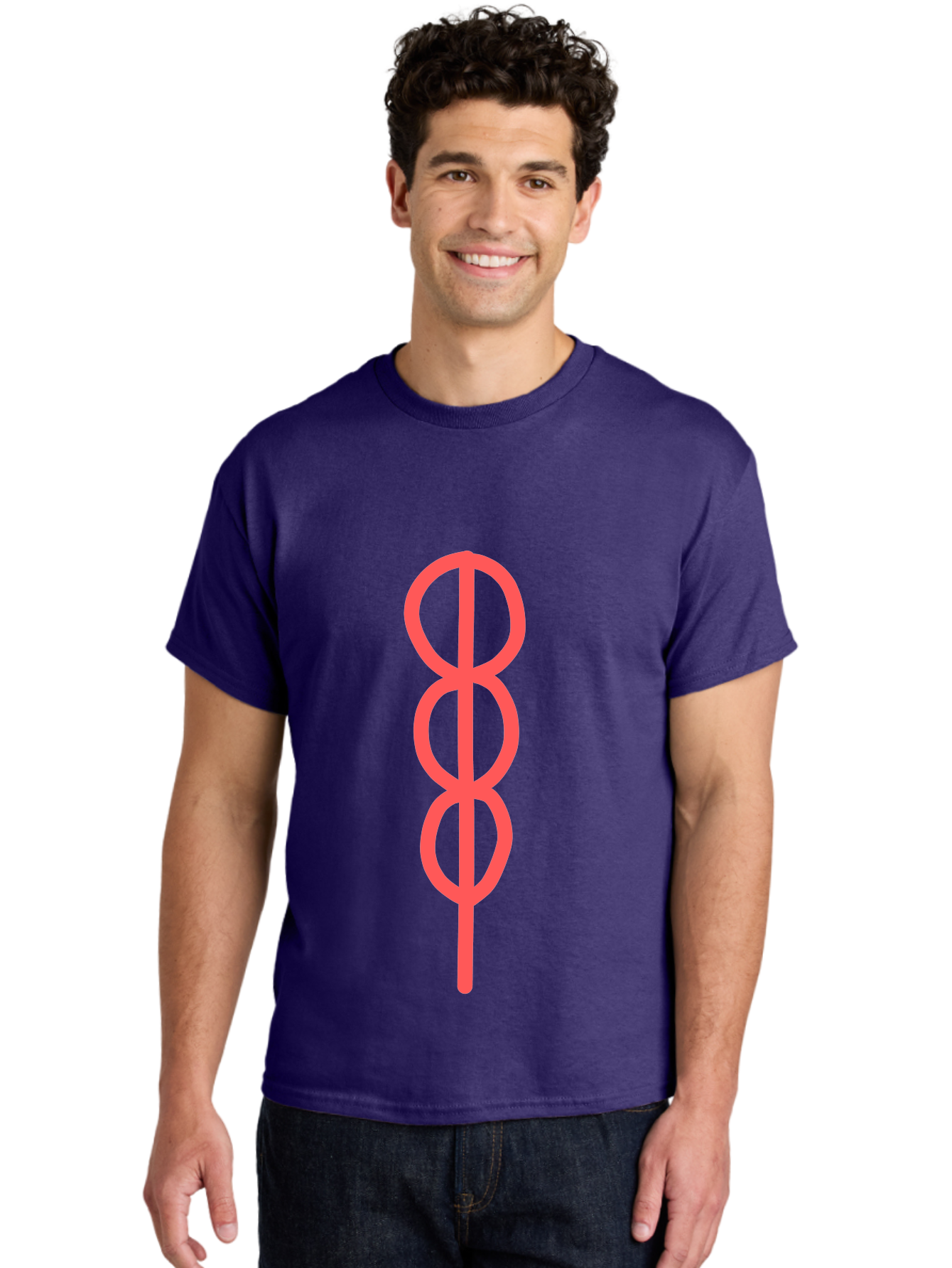 Eight-Symbol Men'S Graphic Tee, 100% Cotton, Comfortable Casual Summer Wear, Machine Washable, Psychedelic Symbol, Infinity Symbol, Number 8, Spiral Pattern, Abstract Design, Geometric Shape, Symbolic Art, Retro Aesthetic, Modern Graphic Aab696