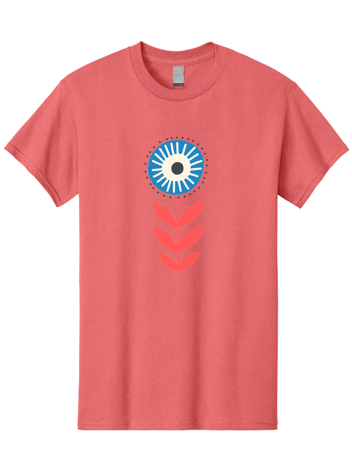 Eye-Flower-1 Men'S Graphic Tee, 100% Cotton, Comfortable Casual Summer Wear, Machine Washable, Evil Eye Symbol, Blue And White Eye, Protection Charm, Floral Design, Red Leaves, Abstract Art, Mystical Motif, Symbolic Artwork Aab698