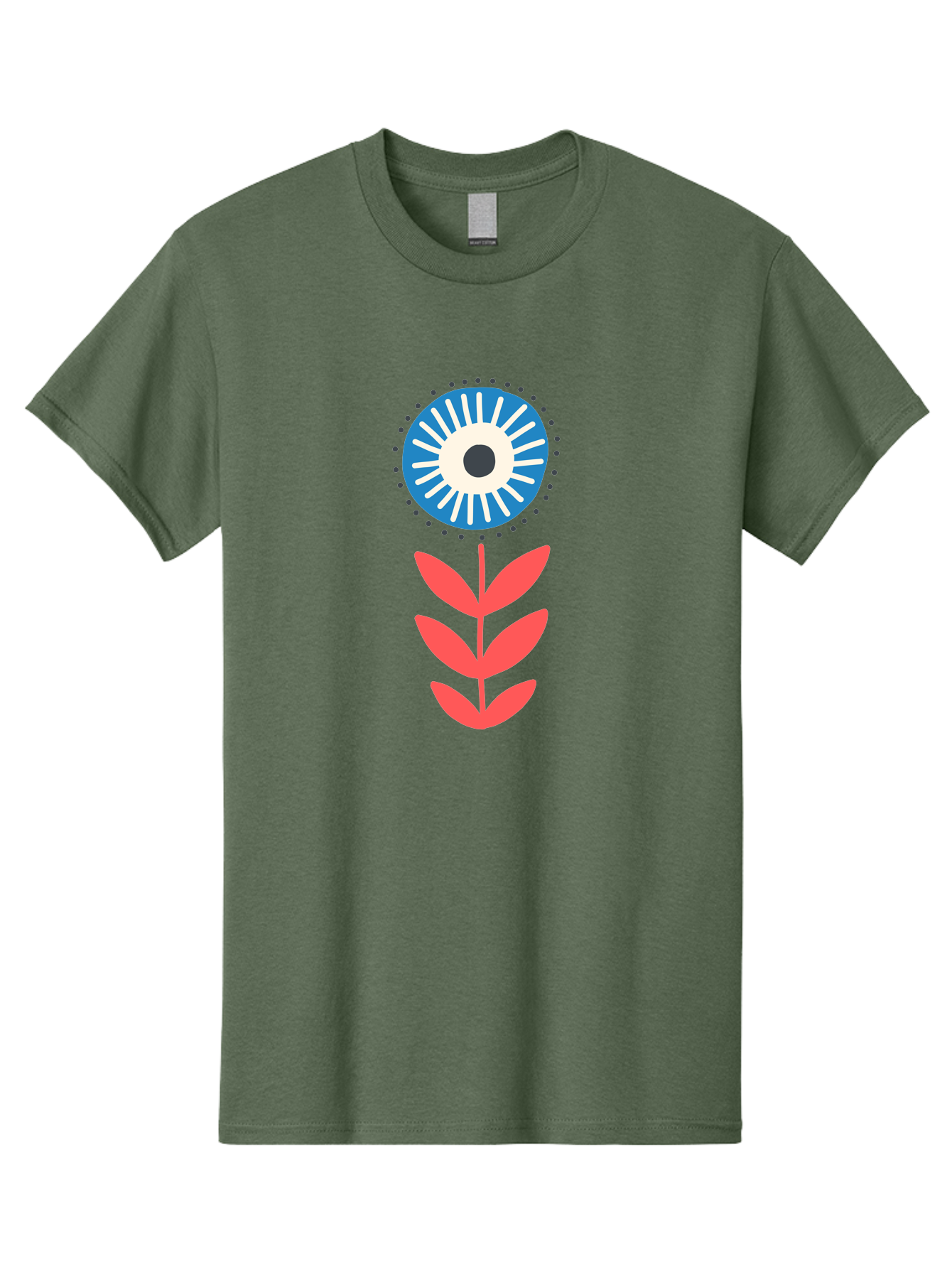 Eye-Flower-1 Men'S Graphic Tee, 100% Cotton, Comfortable Casual Summer Wear, Machine Washable, Evil Eye Symbol, Blue And White Eye, Protection Charm, Floral Design, Red Leaves, Abstract Art, Mystical Motif, Symbolic Artwork Aab698