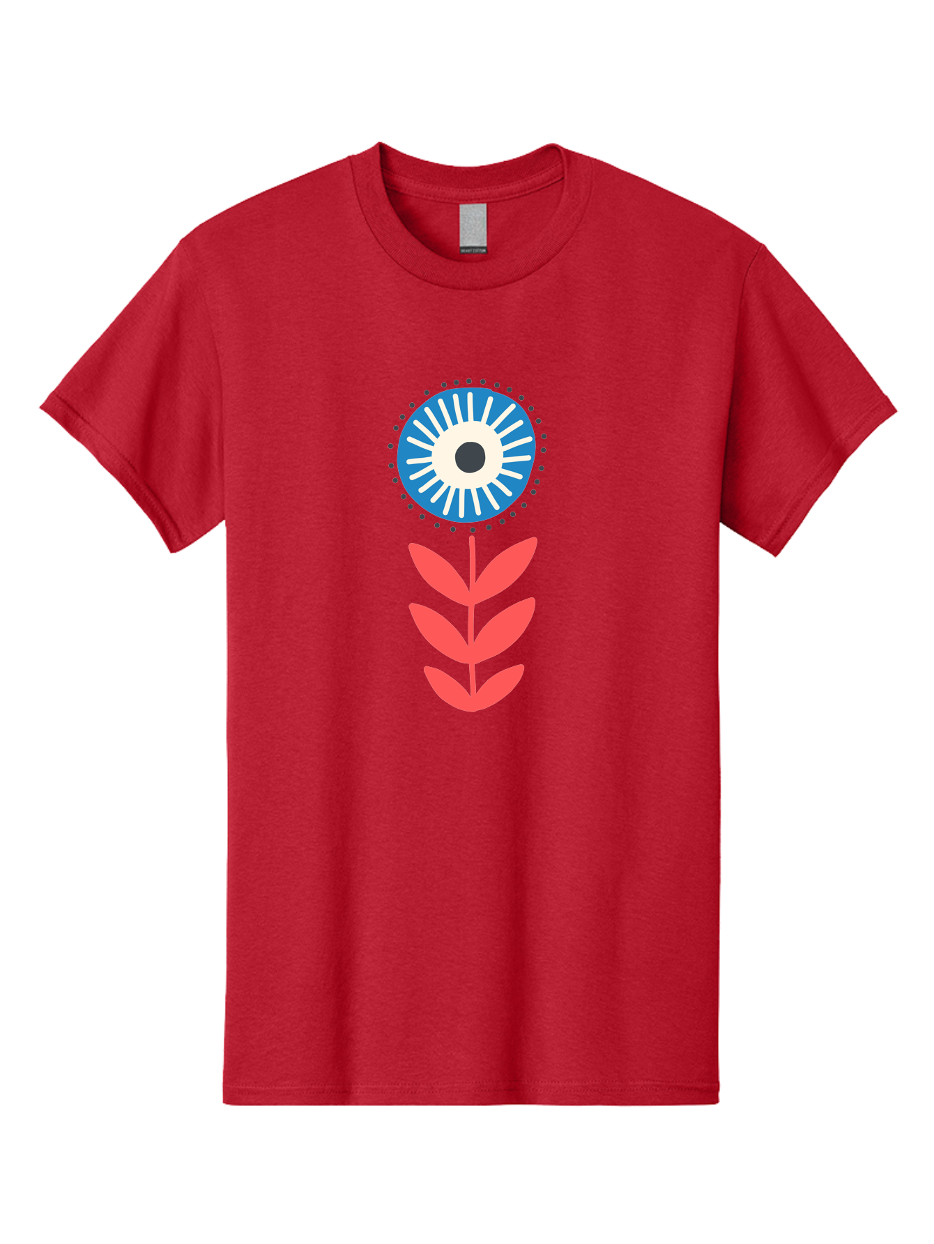 Eye-Flower-1 Men'S Graphic Tee, 100% Cotton, Comfortable Casual Summer Wear, Machine Washable, Evil Eye Symbol, Blue And White Eye, Protection Charm, Floral Design, Red Leaves, Abstract Art, Mystical Motif, Symbolic Artwork Aab698