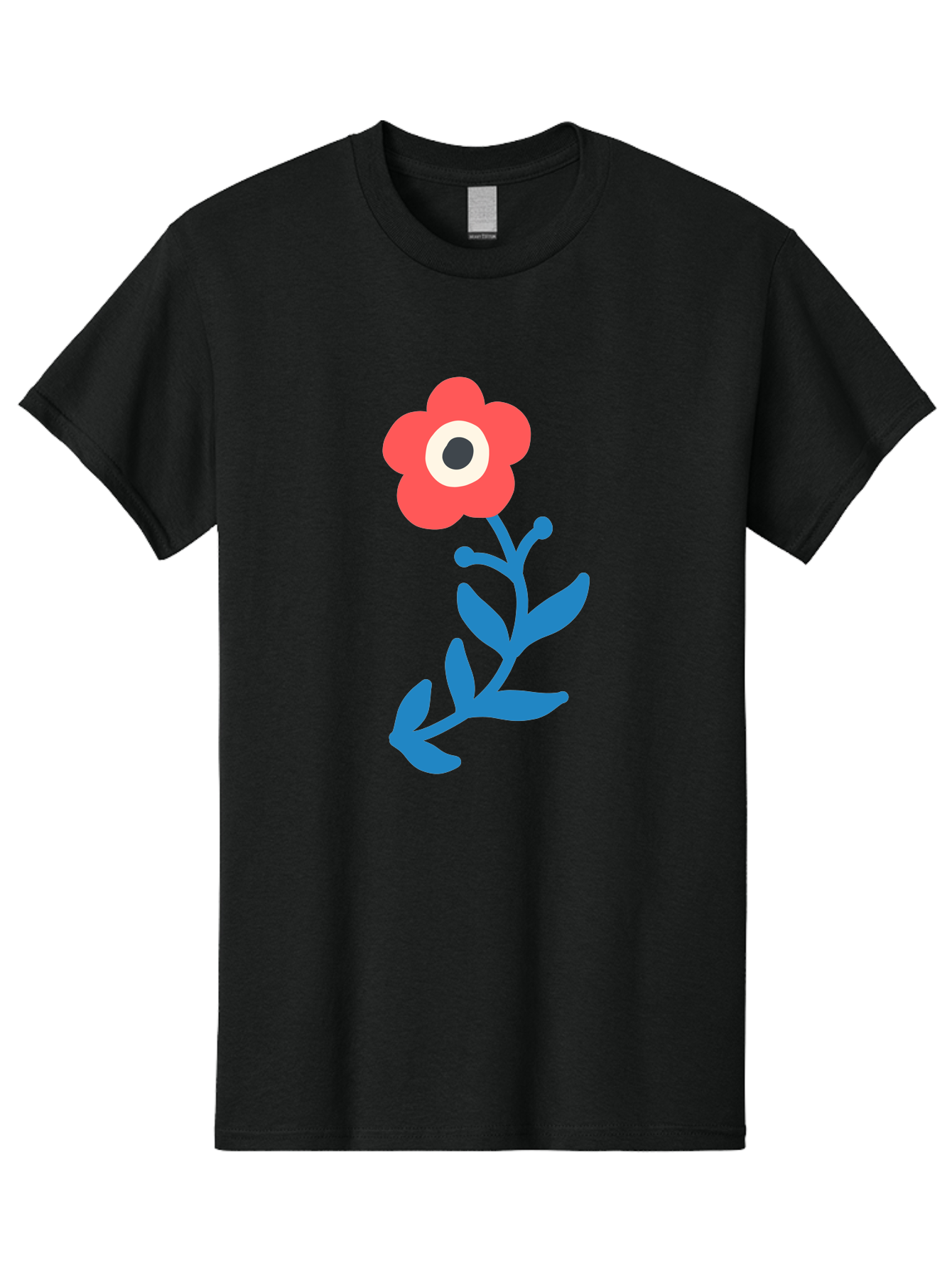 Eye-Flower Men'S Graphic Tee, 100% Cotton, Comfortable Casual Summer Wear, Machine Washable, Cartoon Flower, Floral Design, Red Bloom, Blue Leaves, Eye In Flower, Quirky Art, Illustration, Pop Art, Modern Art, Abstract Art, Red Petals, Aab699