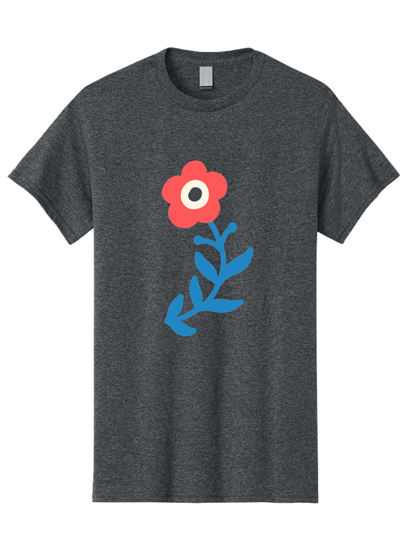 Eye-Flower Men'S Graphic Tee, 100% Cotton, Comfortable Casual Summer Wear, Machine Washable, Cartoon Flower, Floral Design, Red Bloom, Blue Leaves, Eye In Flower, Quirky Art, Illustration, Pop Art, Modern Art, Abstract Art, Red Petals, Aab699