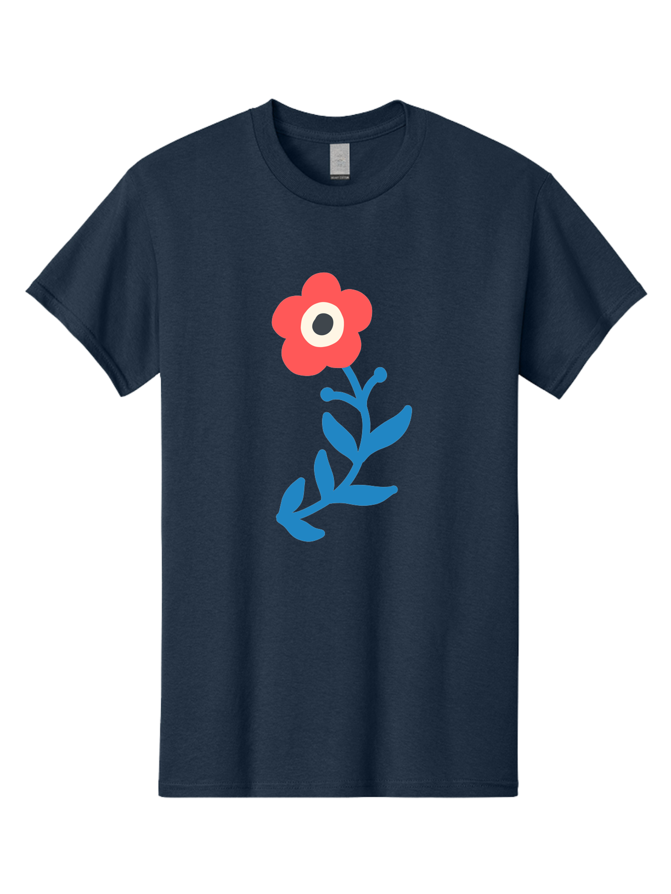Eye-Flower Men'S Graphic Tee, 100% Cotton, Comfortable Casual Summer Wear, Machine Washable, Cartoon Flower, Floral Design, Red Bloom, Blue Leaves, Eye In Flower, Quirky Art, Illustration, Pop Art, Modern Art, Abstract Art, Red Petals, Aab699