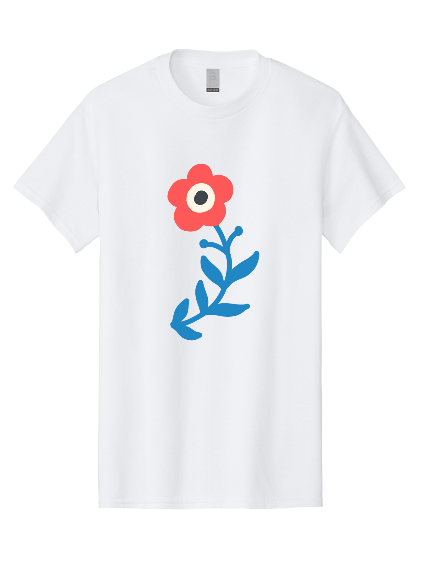 Eye-Flower Men'S Graphic Tee, 100% Cotton, Comfortable Casual Summer Wear, Machine Washable, Cartoon Flower, Floral Design, Red Bloom, Blue Leaves, Eye In Flower, Quirky Art, Illustration, Pop Art, Modern Art, Abstract Art, Red Petals, Aab699