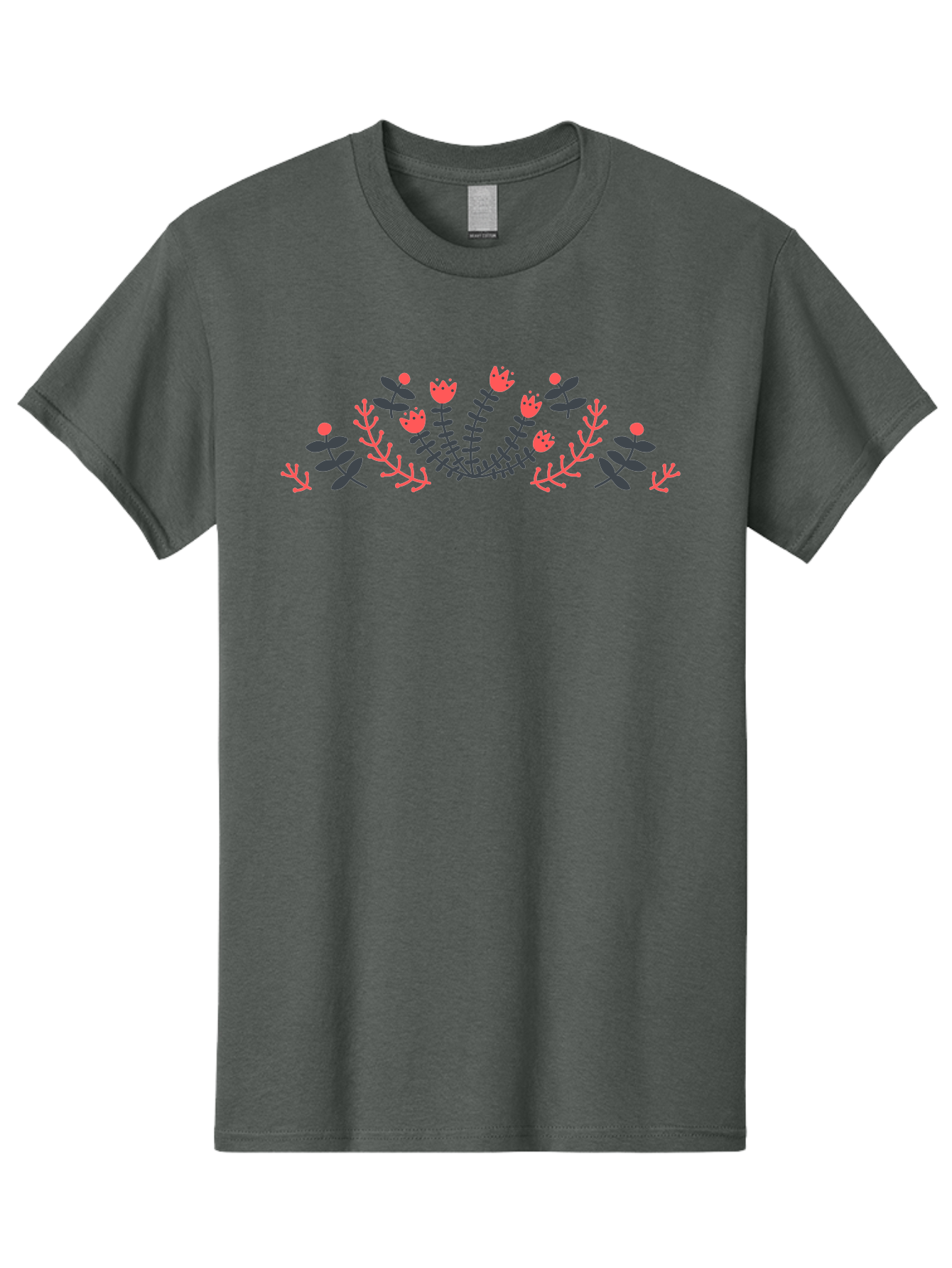 Floral-Design Men'S Graphic Tee, 100% Cotton, Comfortable Casual Summer Wear, Machine Washable, Floral Pattern, Elegant Design, Delicate Flowers, Pink Blooms, Dark Blue Leaves, Whimsical Arrangement, Beautiful Artwork, Floral Wreath, Aab700