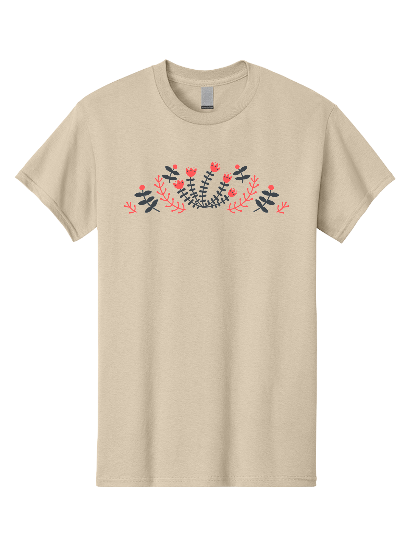 Floral-Design Men'S Graphic Tee, 100% Cotton, Comfortable Casual Summer Wear, Machine Washable, Floral Pattern, Elegant Design, Delicate Flowers, Pink Blooms, Dark Blue Leaves, Whimsical Arrangement, Beautiful Artwork, Floral Wreath, Aab700