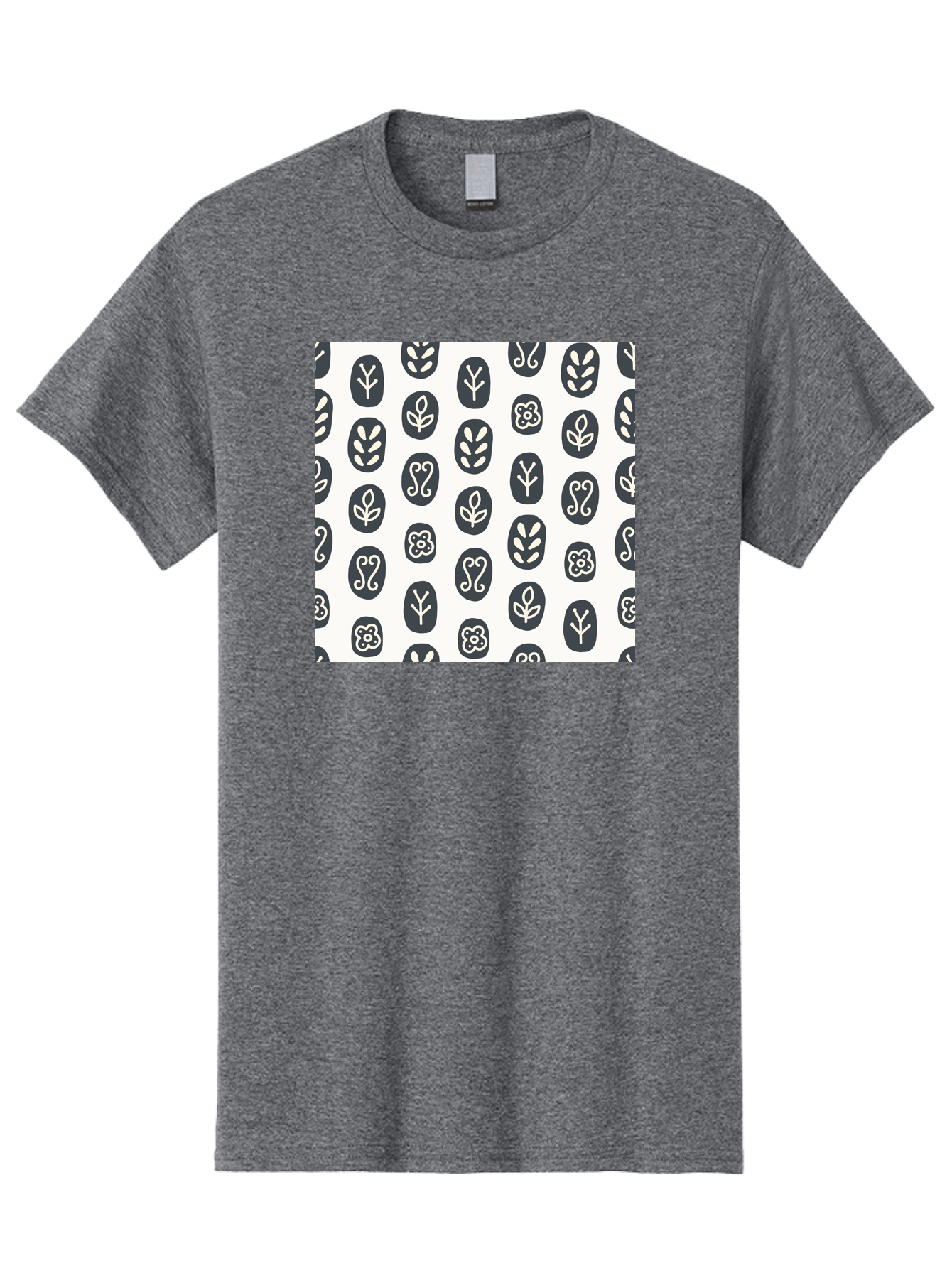 Floral-Pattern-16 Men'S Graphic Tee, 100% Cotton, Comfortable Casual Summer Wear, Machine Washable, Minimalist Botanical Design, Stylized Floral Motifs, Simple Shapes, Repetitive Pattern, Elegant Simplicity, Soothing Aesthetics, Aab709