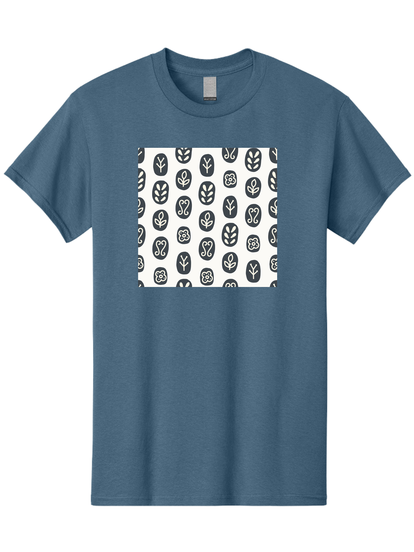 Floral-Pattern-16 Men'S Graphic Tee, 100% Cotton, Comfortable Casual Summer Wear, Machine Washable, Minimalist Botanical Design, Stylized Floral Motifs, Simple Shapes, Repetitive Pattern, Elegant Simplicity, Soothing Aesthetics, Aab709