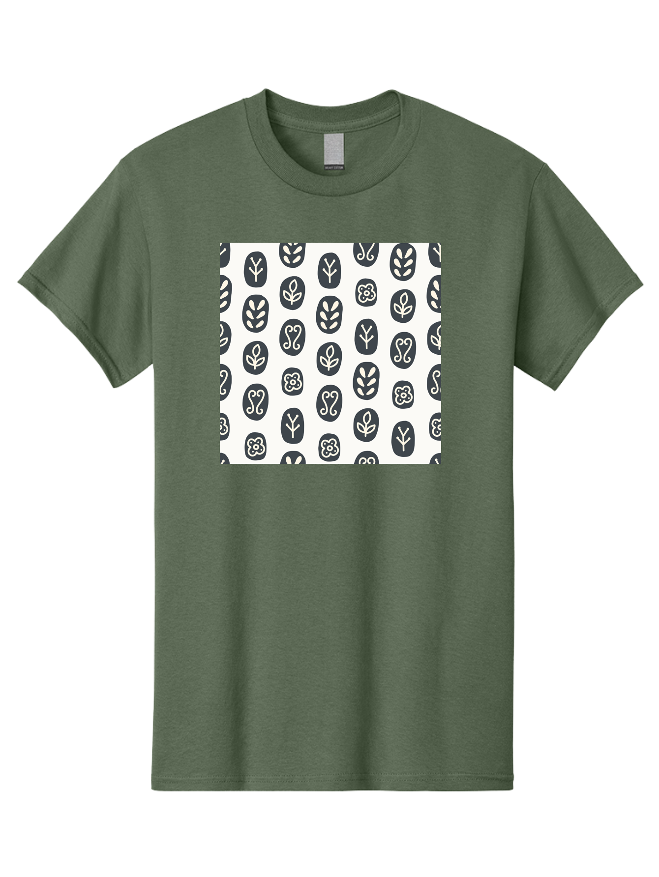 Floral-Pattern-16 Men'S Graphic Tee, 100% Cotton, Comfortable Casual Summer Wear, Machine Washable, Minimalist Botanical Design, Stylized Floral Motifs, Simple Shapes, Repetitive Pattern, Elegant Simplicity, Soothing Aesthetics, Aab709
