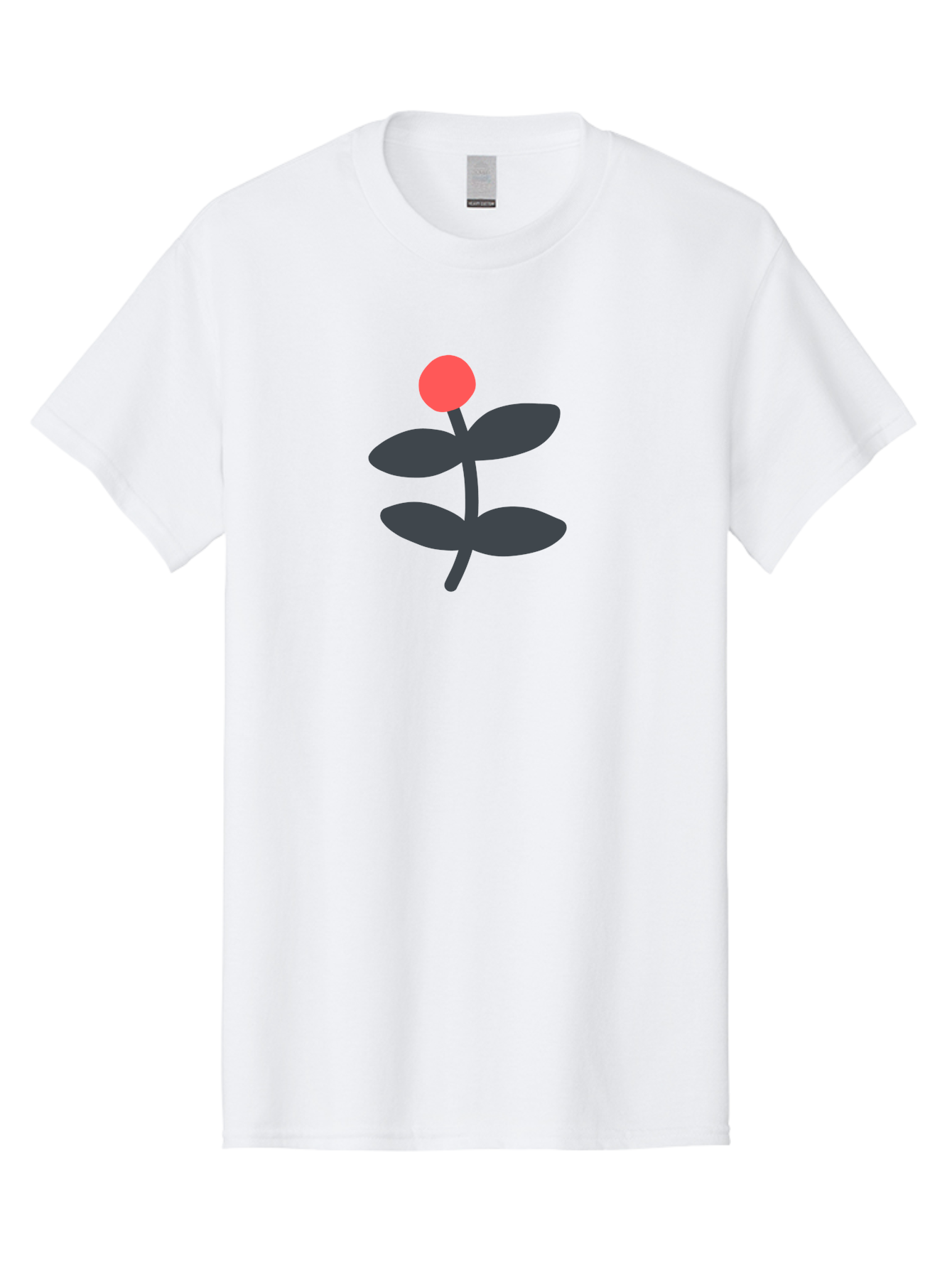 Flower-6 Men'S Graphic Tee, 100% Cotton, Comfortable Casual Summer Wear, Machine Washable, Simple Flower Illustration, Red Bud, Dark Grey Leaves, Minimalist Design, Modern Floral Art, Graphic Illustration, Bold Colors Aab726
