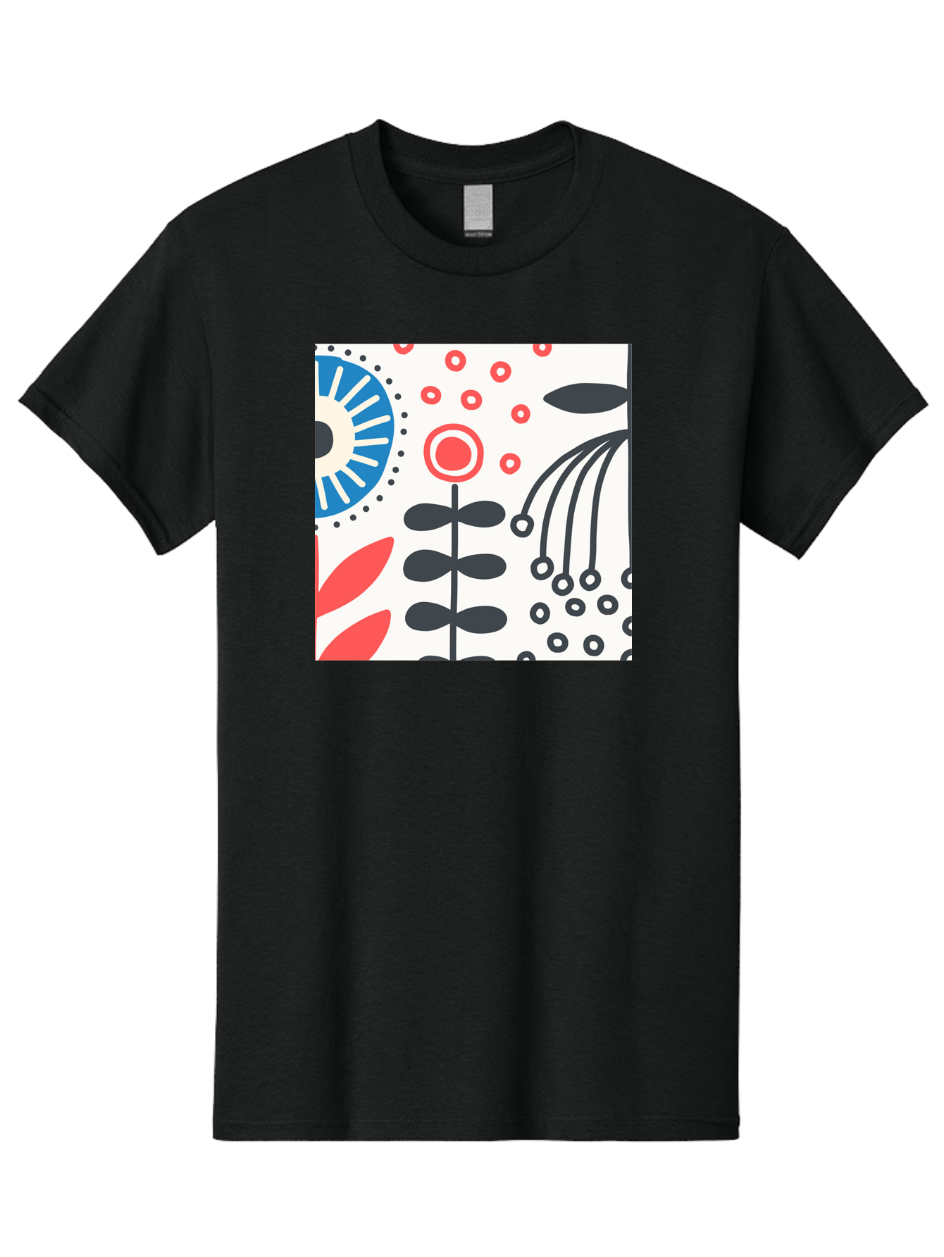 Flower-Design Men'S Graphic Tee, 100% Cotton, Comfortable Casual Summer Wear, Machine Washable, Abstract Floral Pattern, Minimalist Design, Bold Graphics, Modern Art, Floral Motifs, Red And Black Accents, Stylized Flowers, Geometric Shapes, Aab728