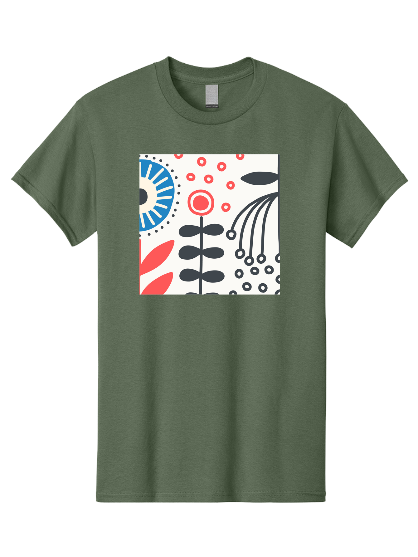 Flower-Design Men'S Graphic Tee, 100% Cotton, Comfortable Casual Summer Wear, Machine Washable, Abstract Floral Pattern, Minimalist Design, Bold Graphics, Modern Art, Floral Motifs, Red And Black Accents, Stylized Flowers, Geometric Shapes, Aab728