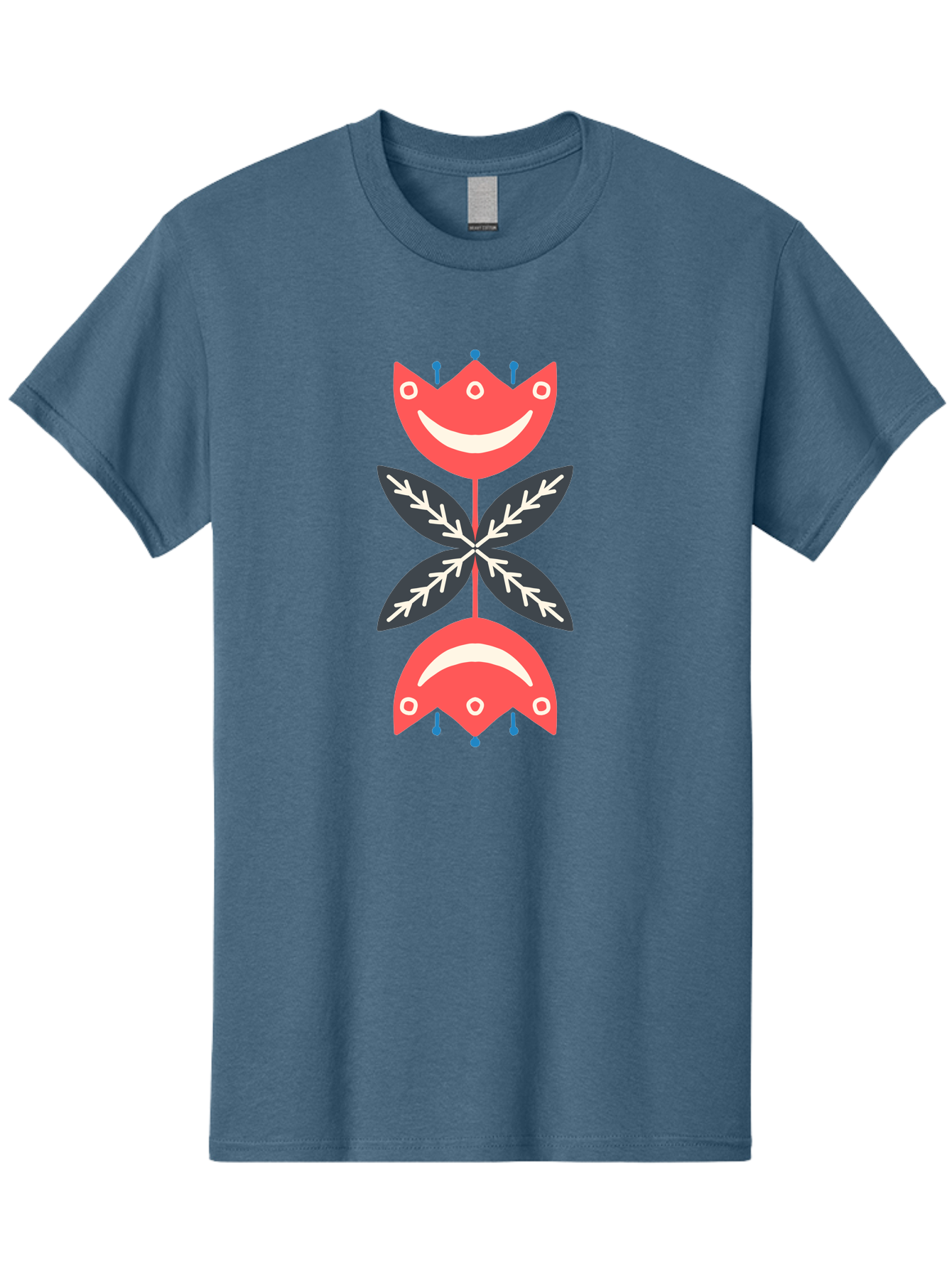 Flower-Face Men'S Graphic Tee, 100% Cotton, Comfortable Casual Summer Wear, Machine Washable, Red Smiley Faces, Playful Flowers, Cartoon Characters, Happy Emotions, Floral Designs, Whimsical Art, Cute Illustrations Aab729